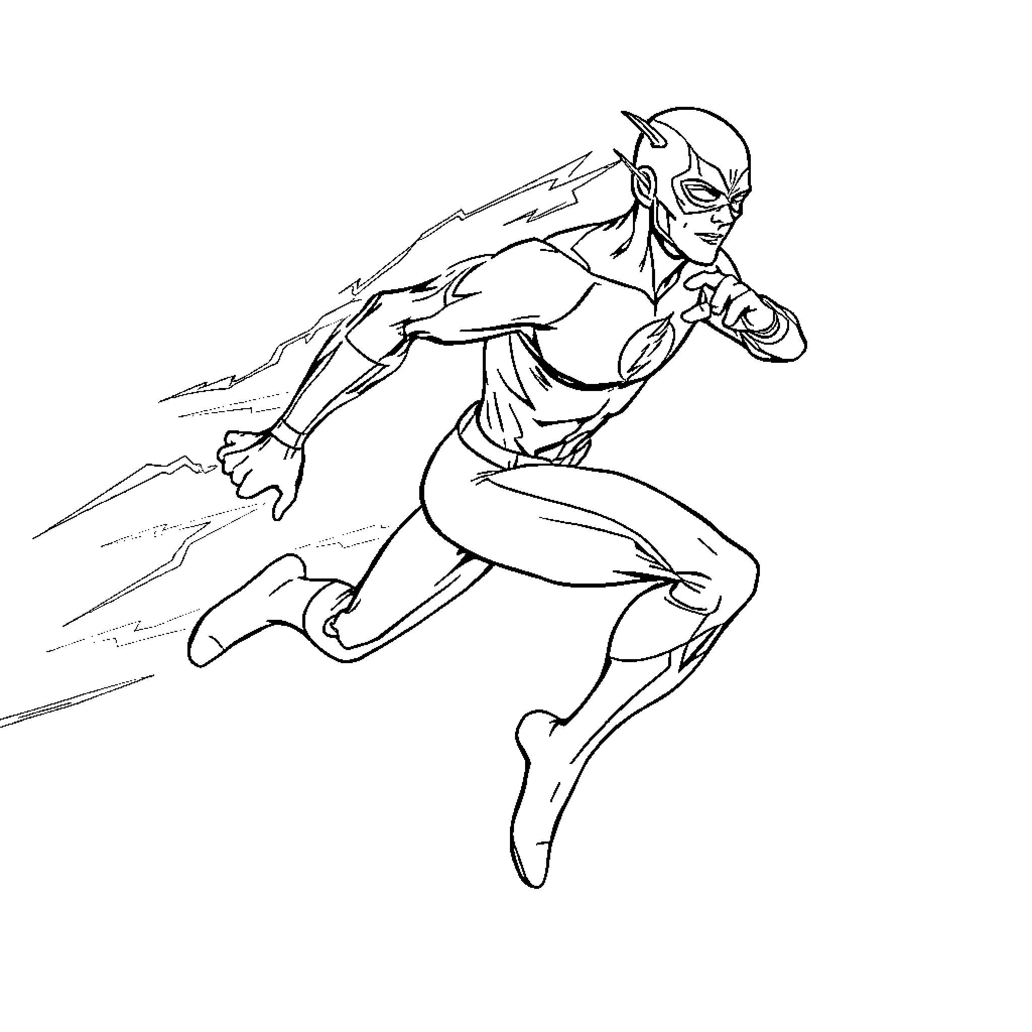 Flash Dashing through the Storm Coloring Page (free black-and-white line drawing printable PDF for all, from beginners to advanced learners, including children, teens, adults, and seniors)