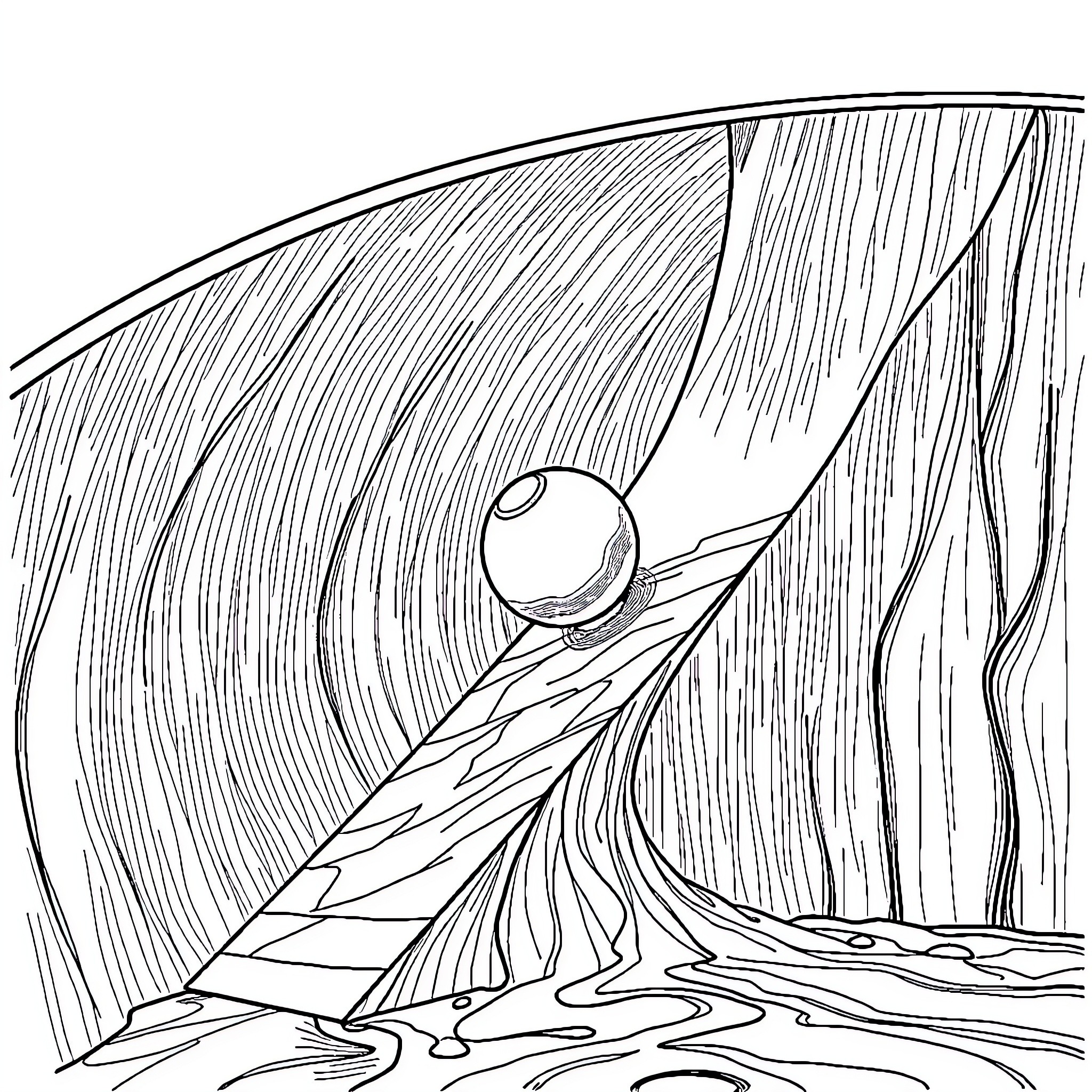 Incline through abstract landscape Coloring Page (free black-and-white line drawing printable PDF for all, from beginners to advanced learners, including children, teens, adults, and seniors)
