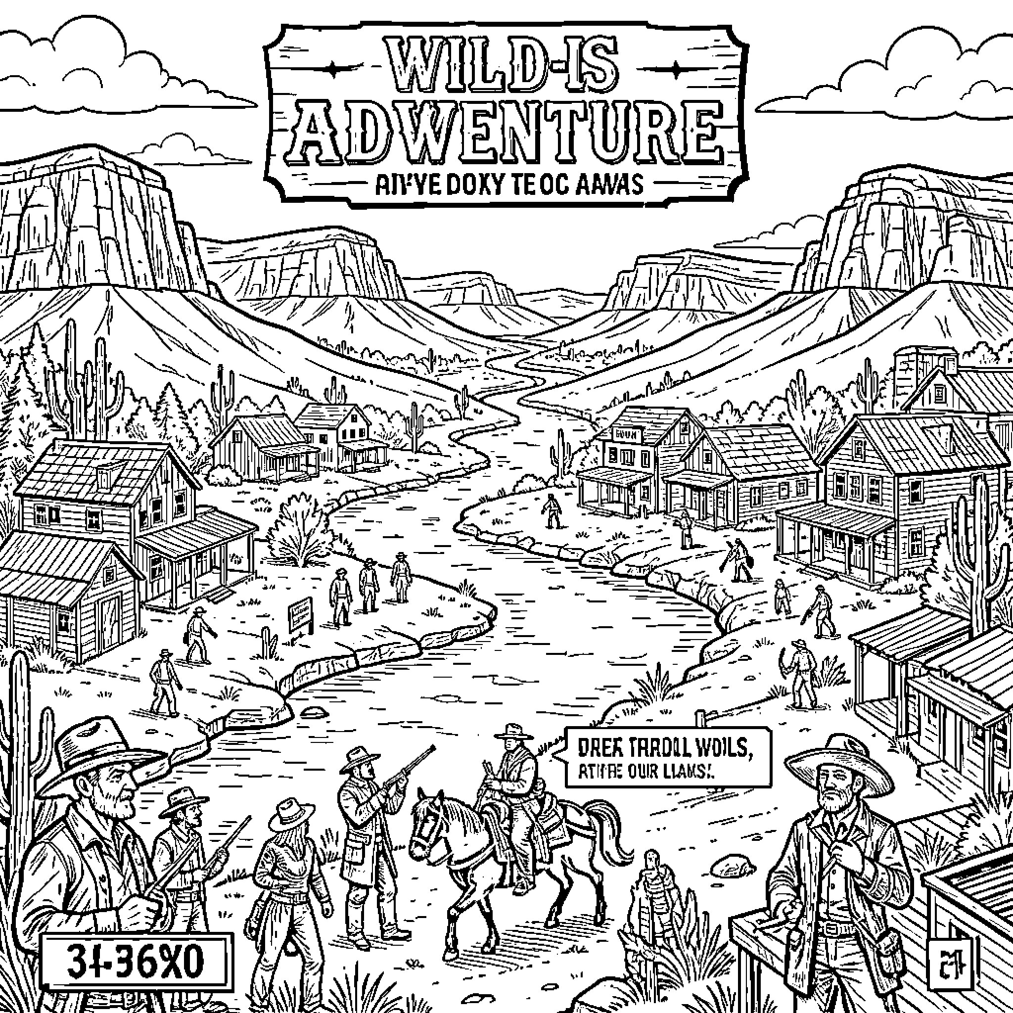 Red Dead Redemption: Wild Adventure in the Old West Coloring Page (free black-and-white line drawing printable PDF for all, from beginners to advanced learners, including children, teens, adults, and seniors)