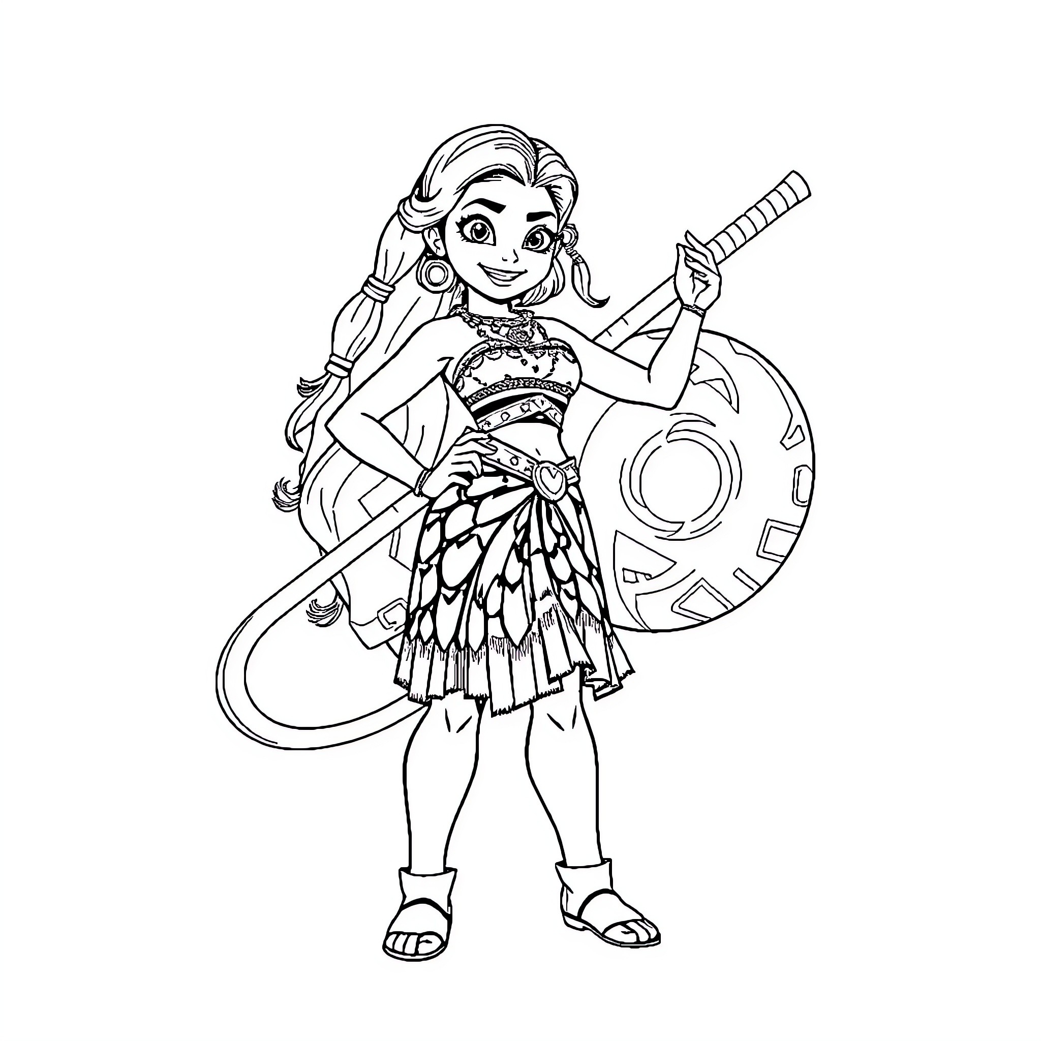 Louisa's Musical Adventure Coloring Page (free black-and-white line drawing printable PDF for all, from beginners to advanced learners, including children, teens, adults, and seniors)