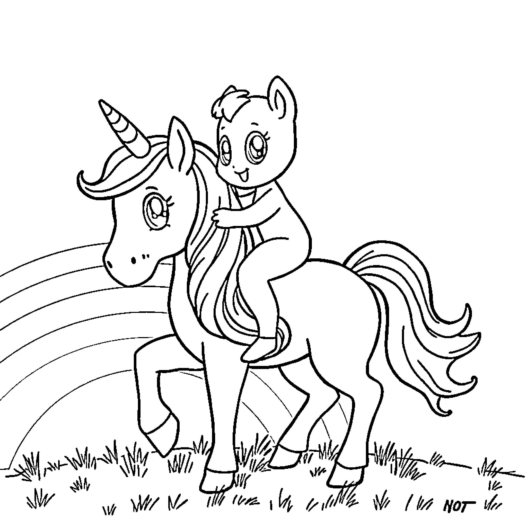 Bluey and Unicorn Enjoying the Outdoors Coloring Page (free black-and-white line drawing printable PDF for all, from beginners to advanced learners, including children, teens, adults, and seniors)
