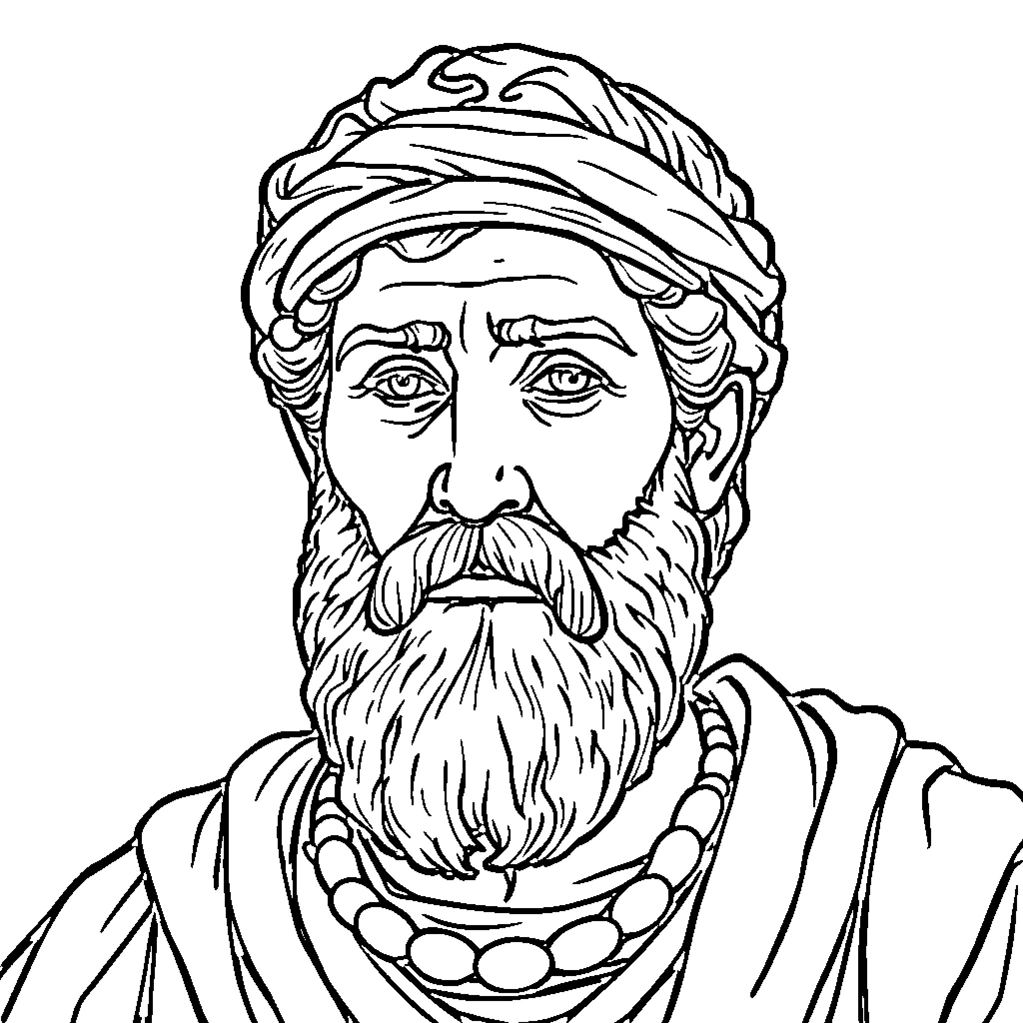 Marcus Aurelius in Contemplative Pose Coloring Page (free black-and-white line drawing printable PDF for all, from beginners to advanced learners, including children, teens, adults, and seniors)