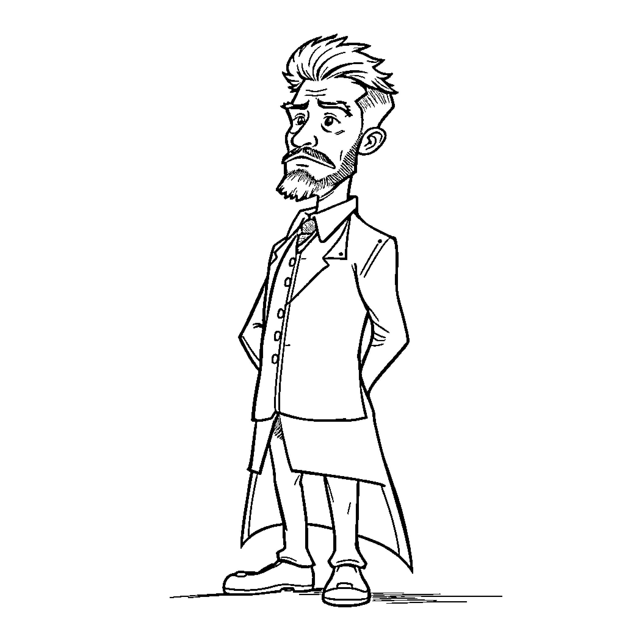 Mercer's Formal Gentleman Portrait Coloring Page (free black-and-white line drawing printable PDF for all, from beginners to advanced learners, including children, teens, adults, and seniors)