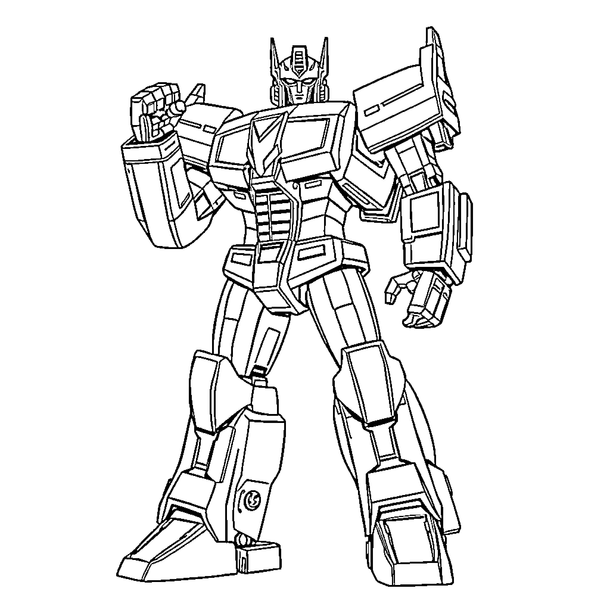 Megatron, the mighty robotic warrior in action Coloring Page (free black-and-white line drawing printable PDF for all, from beginners to advanced learners, including children, teens, adults, and seniors)
