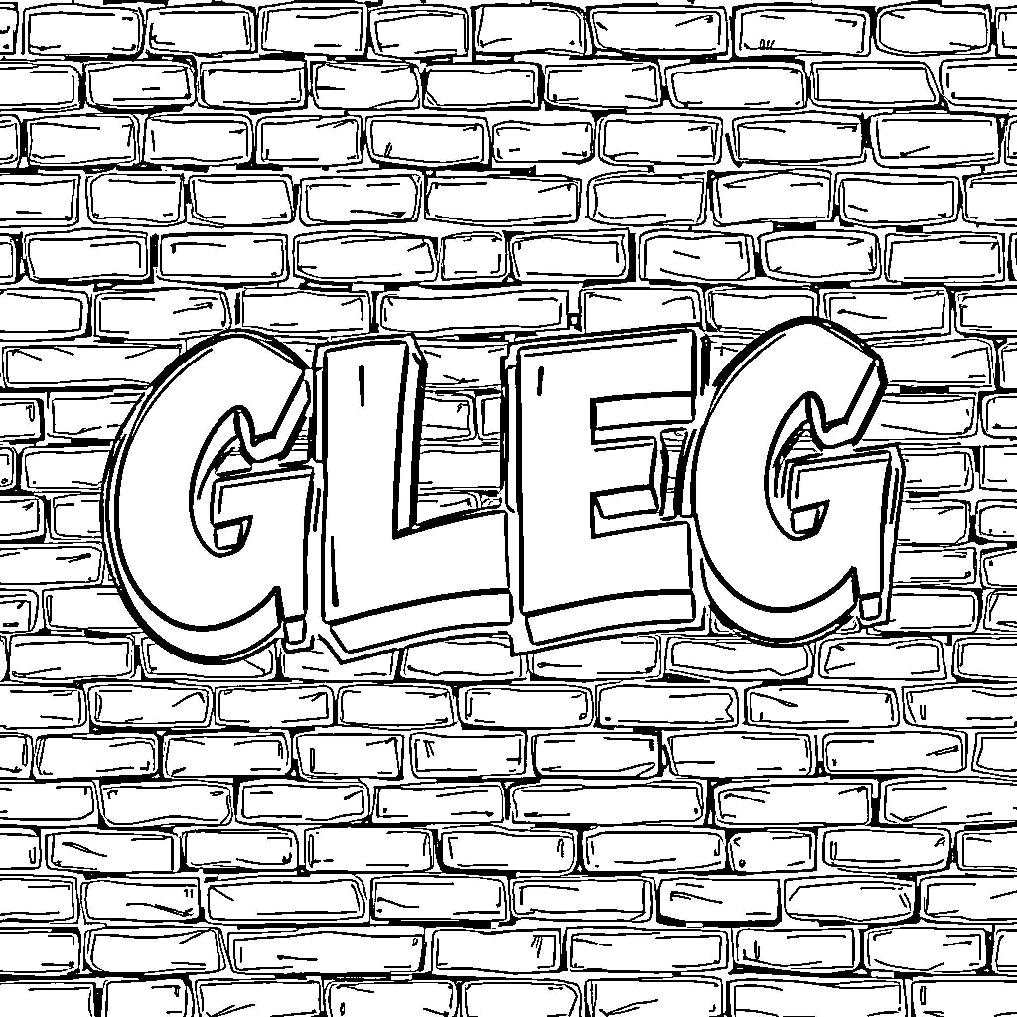 Graffiti Letter Displayed on Brick Wall Coloring Page (free black-and-white line drawing printable PDF for all, from beginners to advanced learners, including children, teens, adults, and seniors)