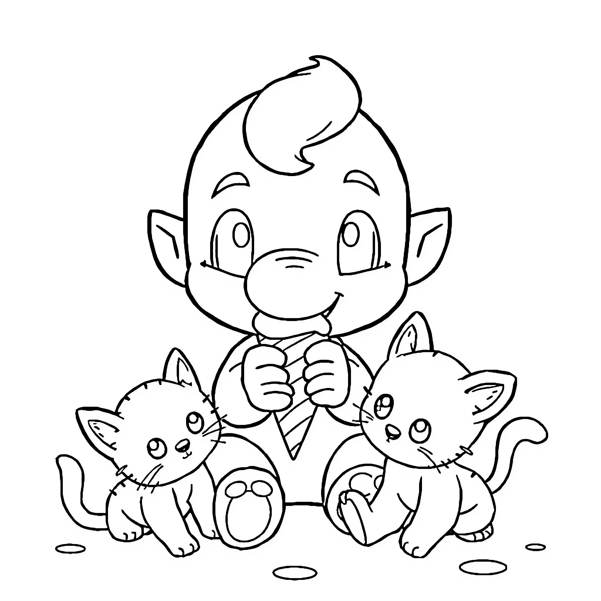 Switch Characters Playing Together Happily Coloring Page (free black-and-white line drawing printable PDF for all, from beginners to advanced learners, including children, teens, adults, and seniors)