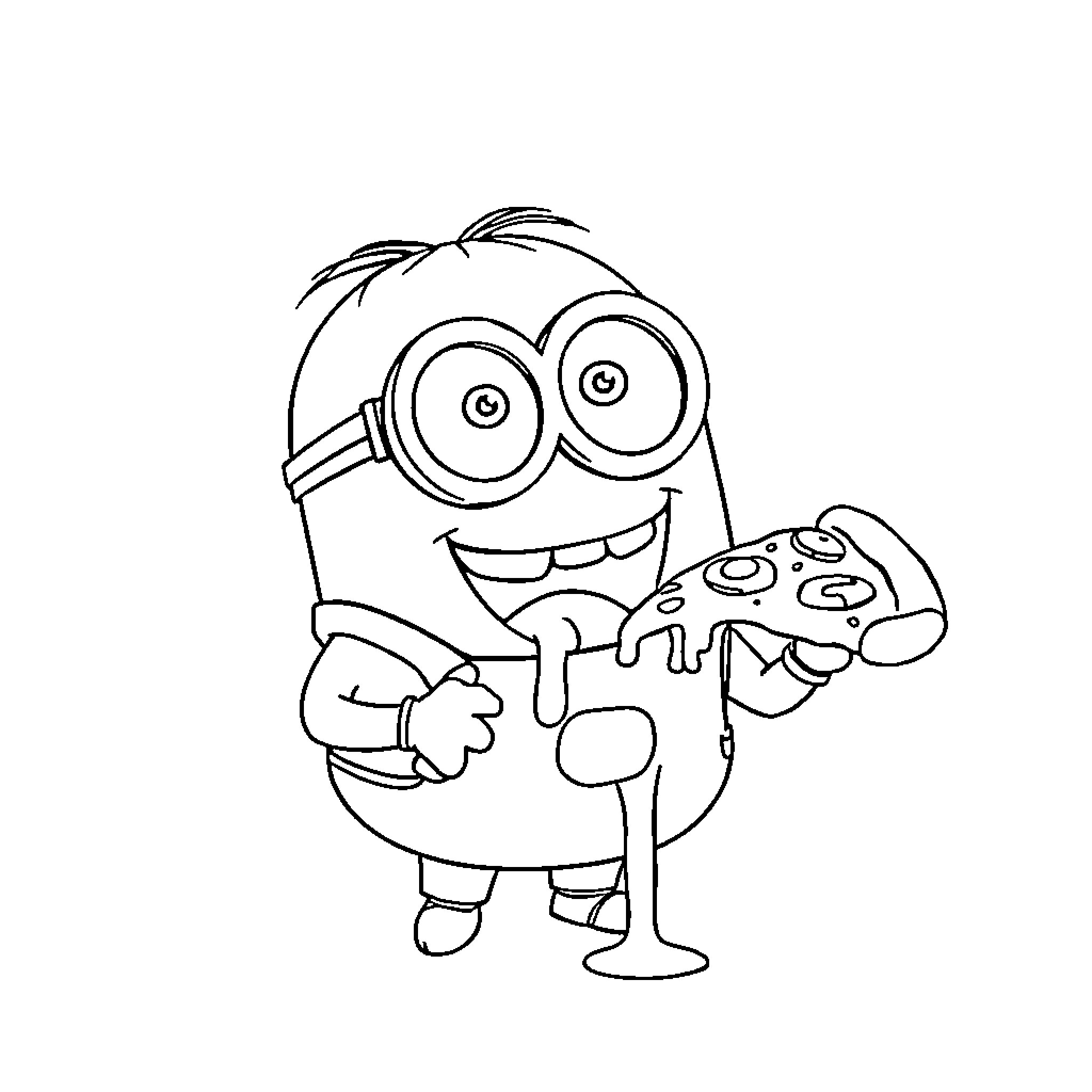 Minion Playing Video Game Excitedly Coloring Page (free black-and-white line drawing printable PDF for all, from beginners to advanced learners, including children, teens, adults, and seniors)
