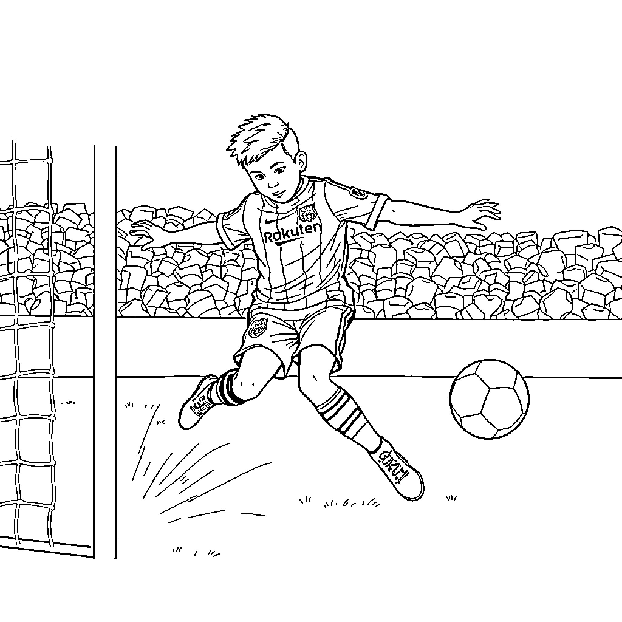 Pedri playing soccer on the field Coloring Page (free black-and-white line drawing printable PDF for all, from beginners to advanced learners, including children, teens, adults, and seniors)