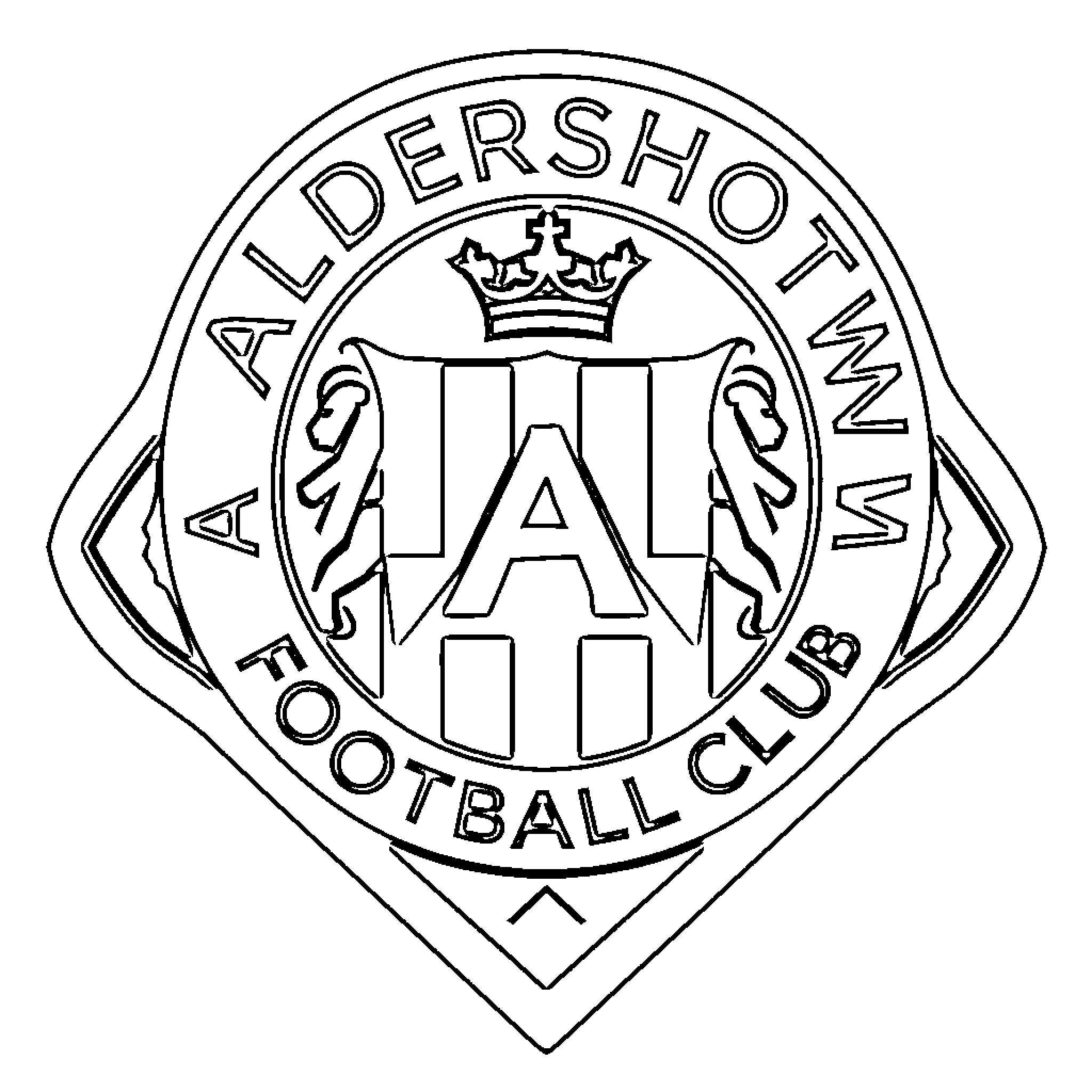 Aldershot Town Football Club Logo with Coat of Arms Design Coloring Page (free black-and-white line drawing printable PDF for all, from beginners to advanced learners, including children, teens, adults, and seniors)