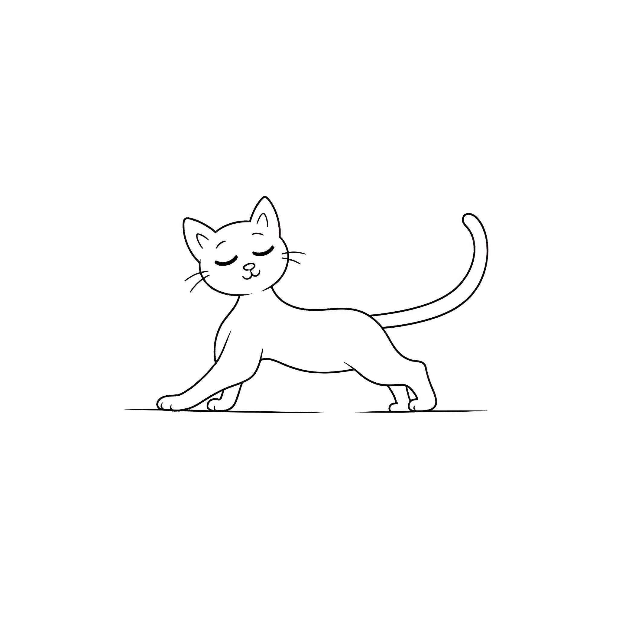 Cat drawing with simple outline Coloring Page (free black-and-white line drawing printable PDF for all, from beginners to advanced learners, including children, teens, adults, and seniors)