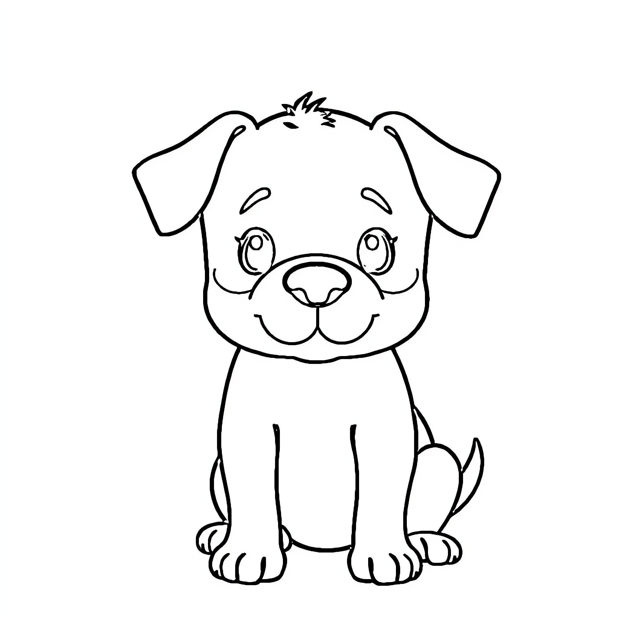 Dog sitting adorably Coloring Page (free black-and-white line drawing printable PDF for all, from beginners to advanced learners, including children, teens, adults, and seniors)
