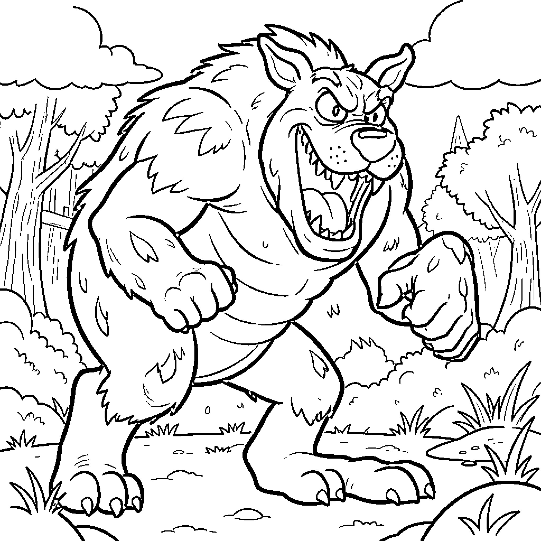 Scooby Doo's wild adventure in the jungle Coloring Page (free black-and-white line drawing printable PDF for all, from beginners to advanced learners, including children, teens, adults, and seniors)