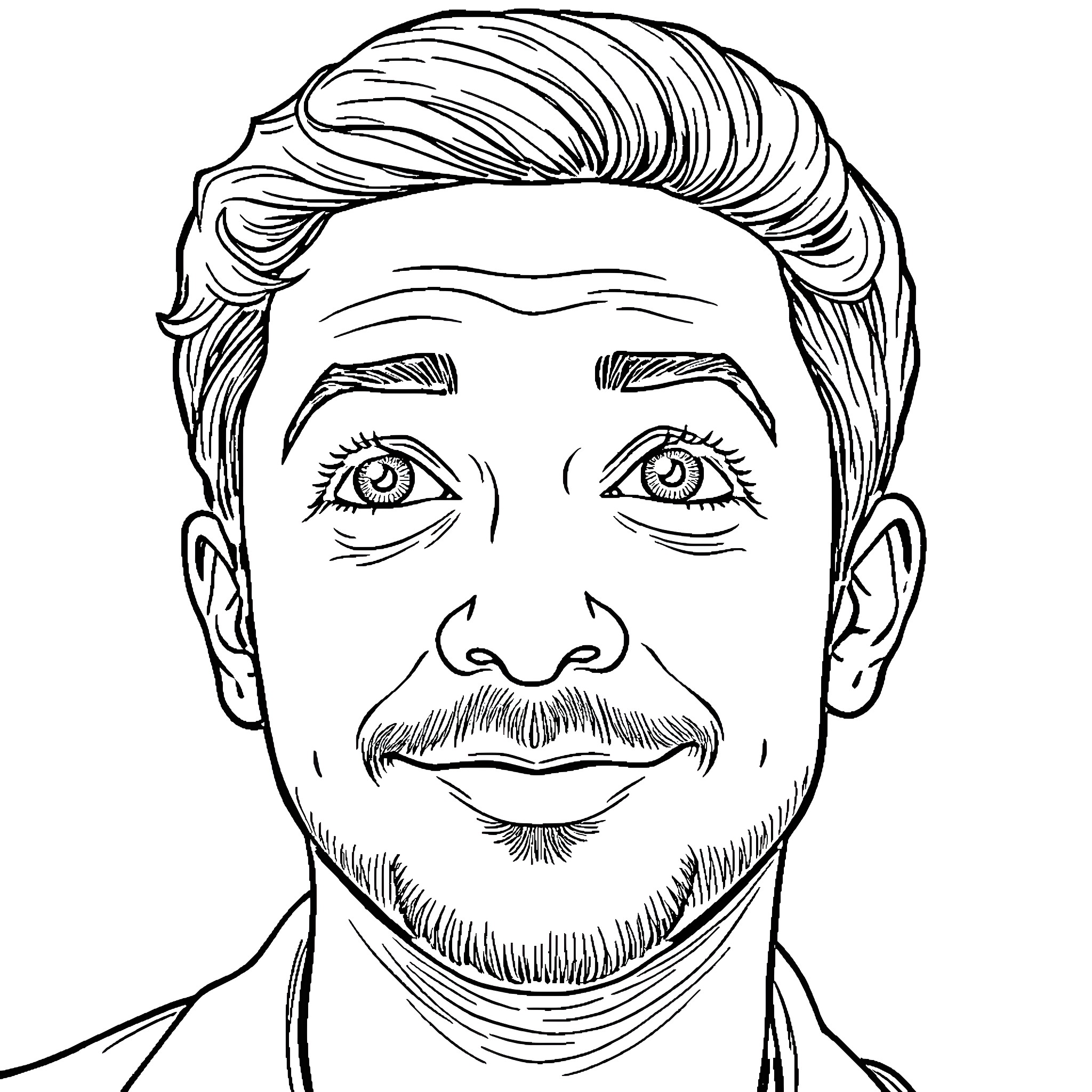 Lin Manuel Miranda smiling with enthusiasm Coloring Page (free black-and-white line drawing printable PDF for all, from beginners to advanced learners, including children, teens, adults, and seniors)
