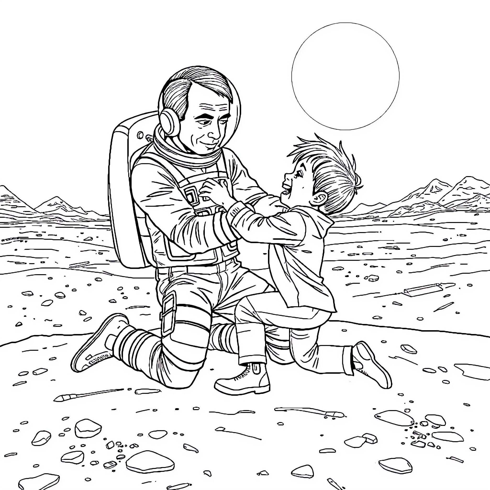 Sheldon's Intergalactic Adventure Coloring Page (free black-and-white line drawing printable PDF for all, from beginners to advanced learners, including children, teens, adults, and seniors)