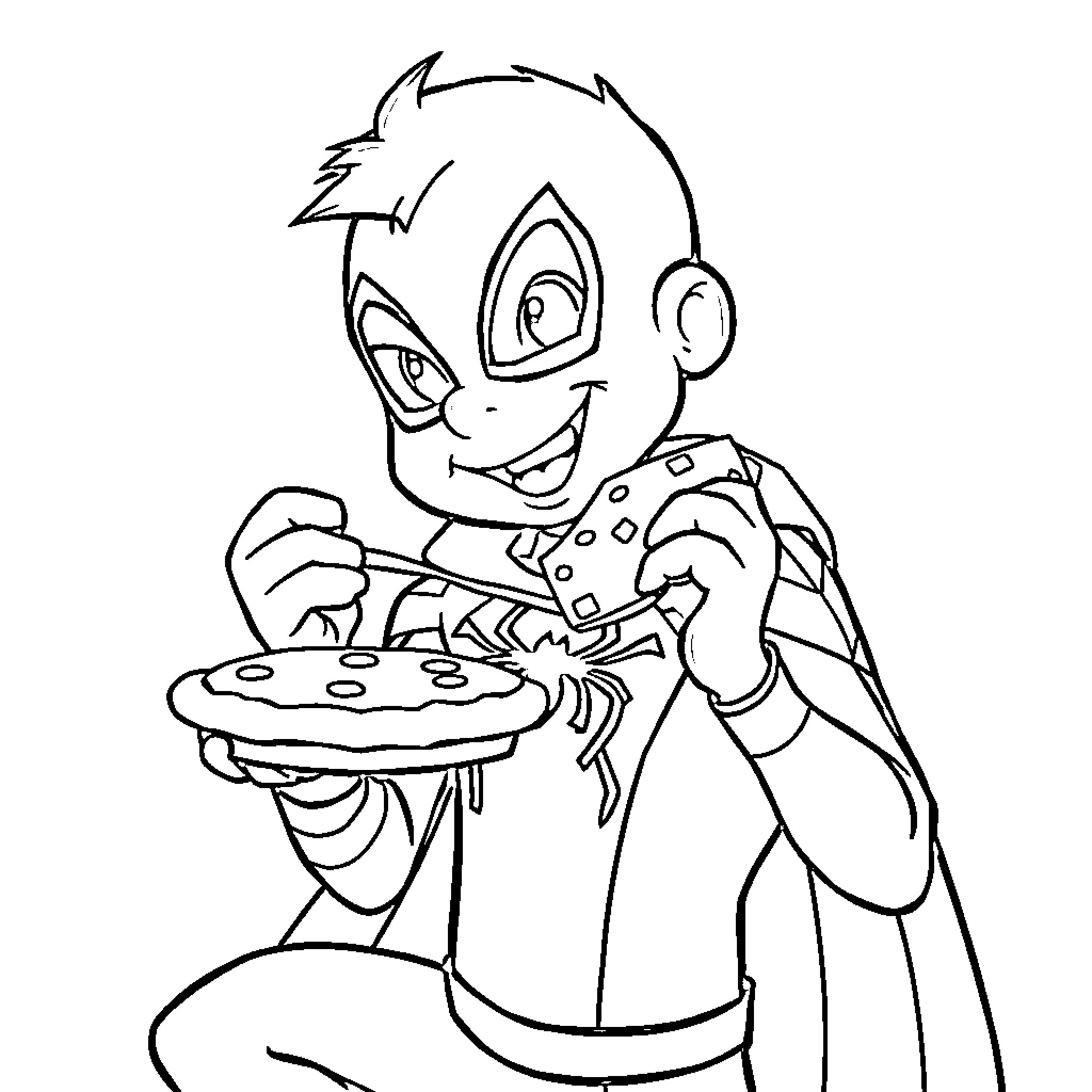 Bluey baking a delicious treat happily Coloring Page (free black-and-white line drawing printable PDF for all, from beginners to advanced learners, including children, teens, adults, and seniors)