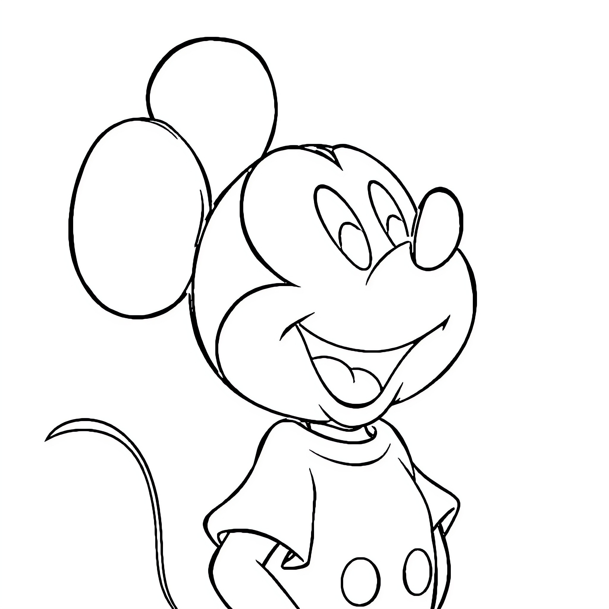 Mickey Mouse happily waving with balloons Coloring Page (free black-and-white line drawing printable PDF for all, from beginners to advanced learners, including children, teens, adults, and seniors)