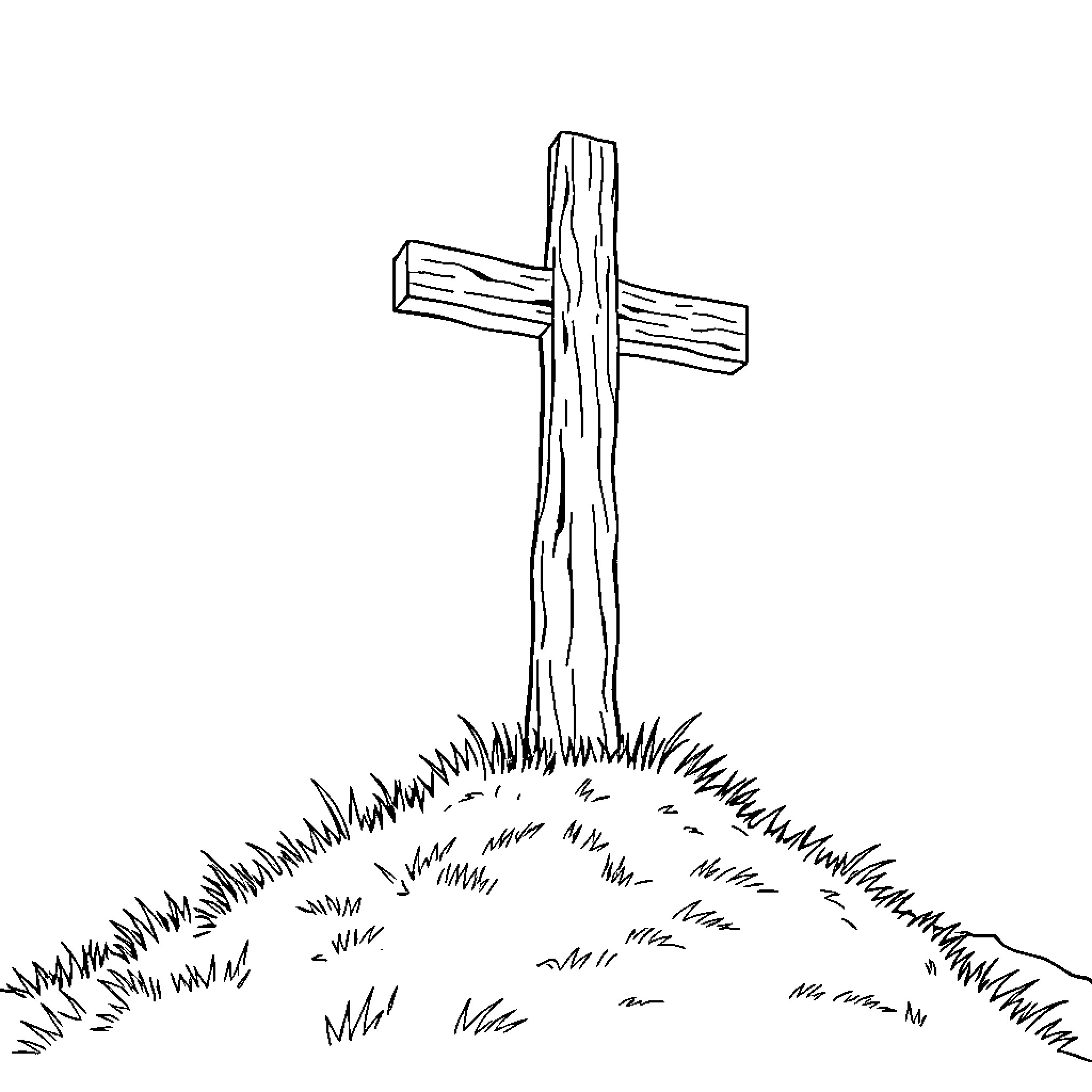 Cross Carved from Weathered Wooden Plank Coloring Page (free black-and-white line drawing printable PDF for all, from beginners to advanced learners, including children, teens, adults, and seniors)