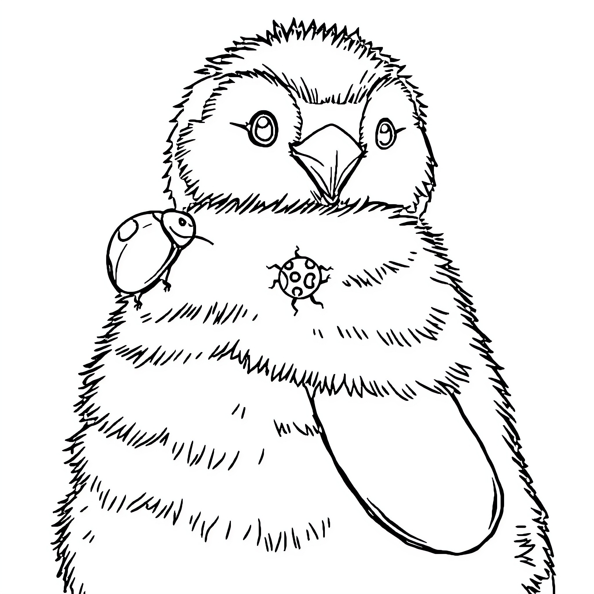 Ladybug's Playful Exploration Coloring Page (free black-and-white line drawing printable PDF for all, from beginners to advanced learners, including children, teens, adults, and seniors)