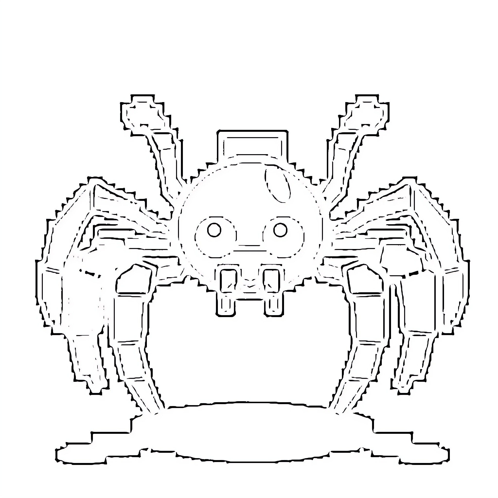Spider-like robot enemy on guard Coloring Page (free black-and-white line drawing printable PDF for all, from beginners to advanced learners, including children, teens, adults, and seniors)
