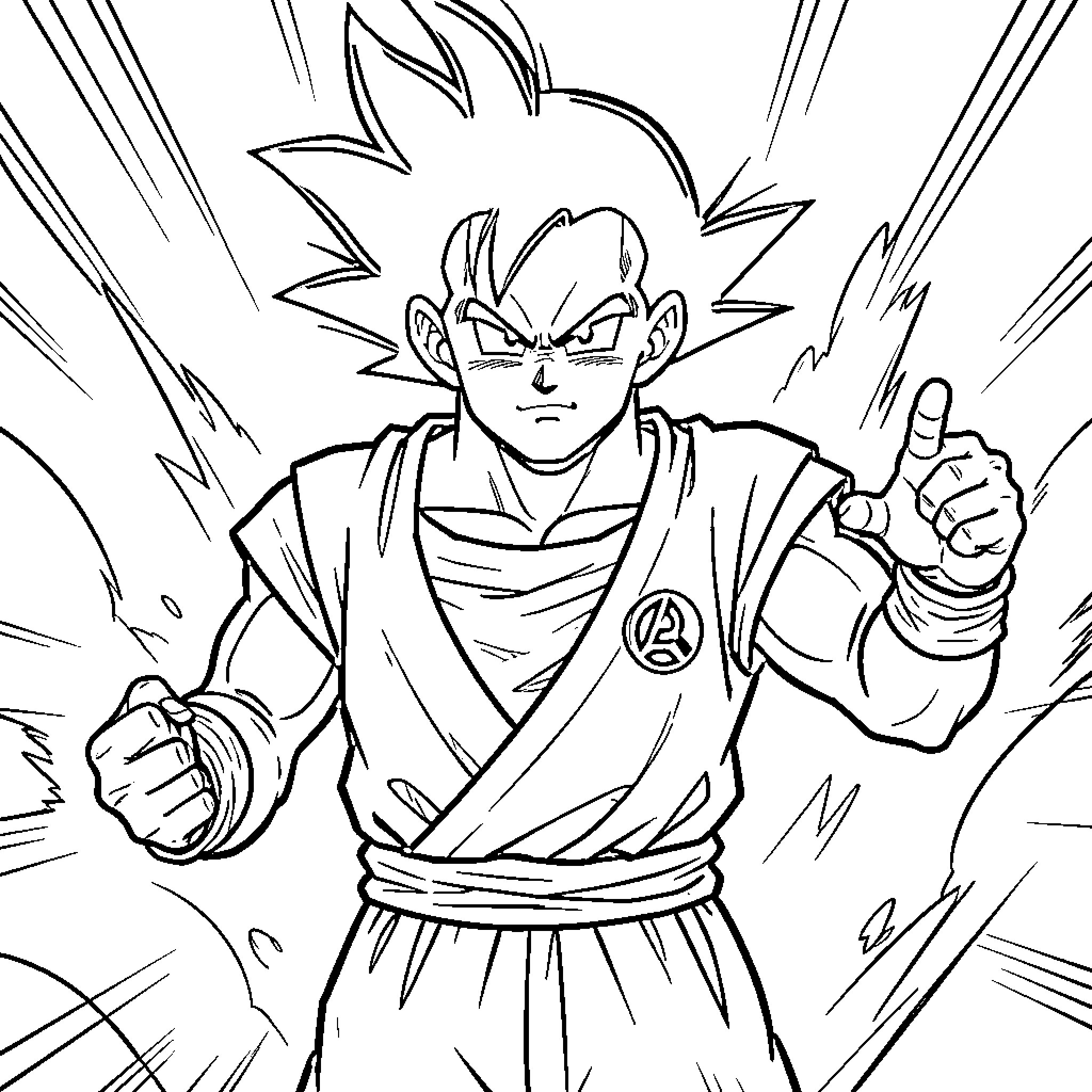 Mbappe standing in a powerful fighting stance Coloring Page (free black-and-white line drawing printable PDF for all, from beginners to advanced learners, including children, teens, adults, and seniors)