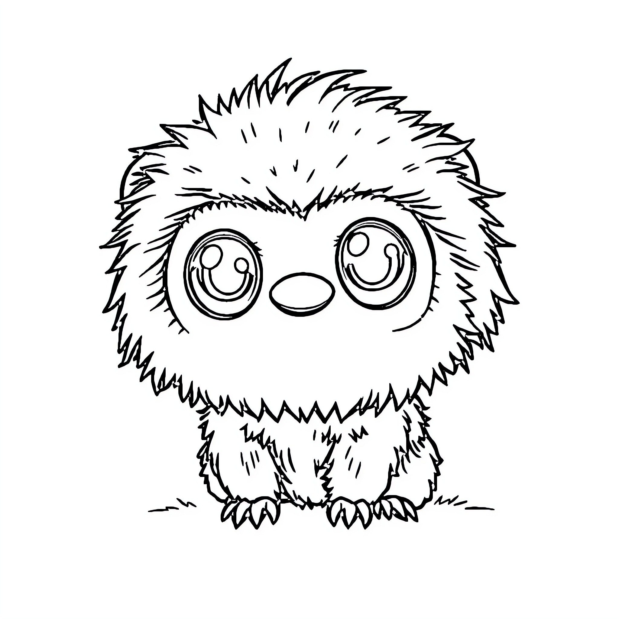 Labubu the Adorable Furry Creature Coloring Page (free black-and-white line drawing printable PDF for all, from beginners to advanced learners, including children, teens, adults, and seniors)