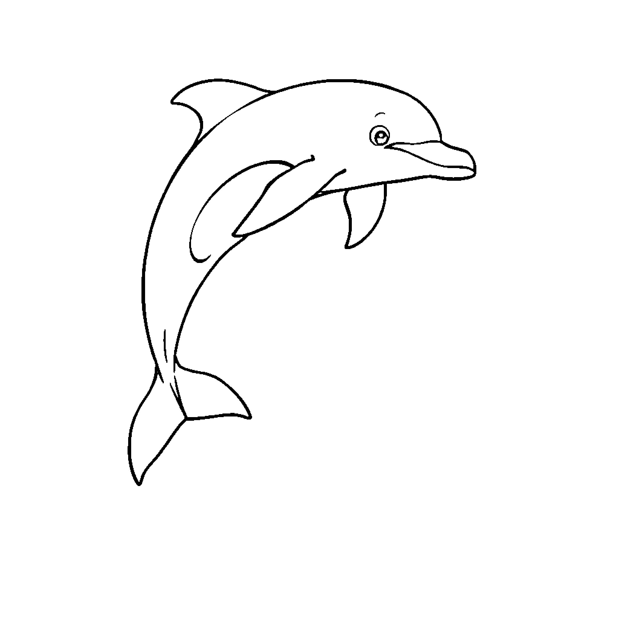 Dolphin swimming gracefully Coloring Page (free black-and-white line drawing printable PDF for all, from beginners to advanced learners, including children, teens, adults, and seniors)