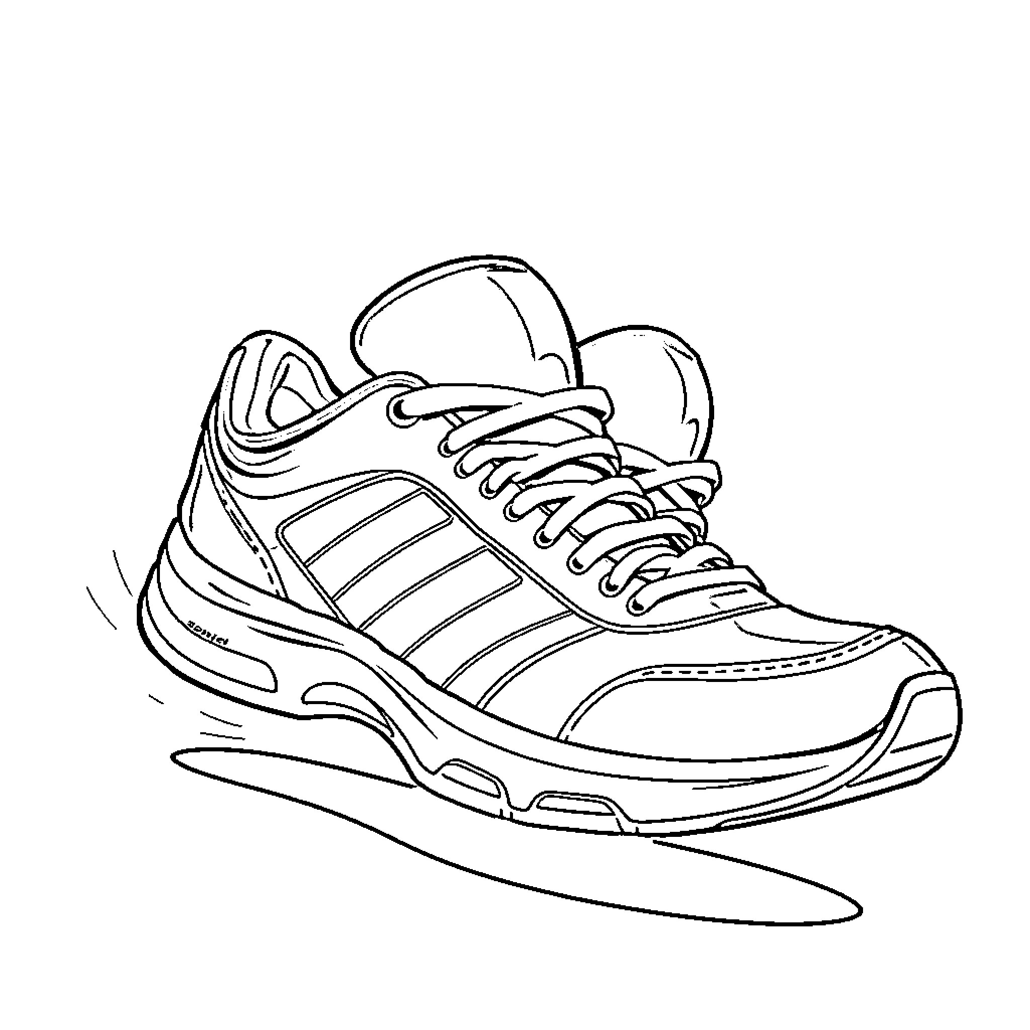 Sonic's Dynamic Running Sneakers Coloring Page (free black-and-white line drawing printable PDF for all, from beginners to advanced learners, including children, teens, adults, and seniors)