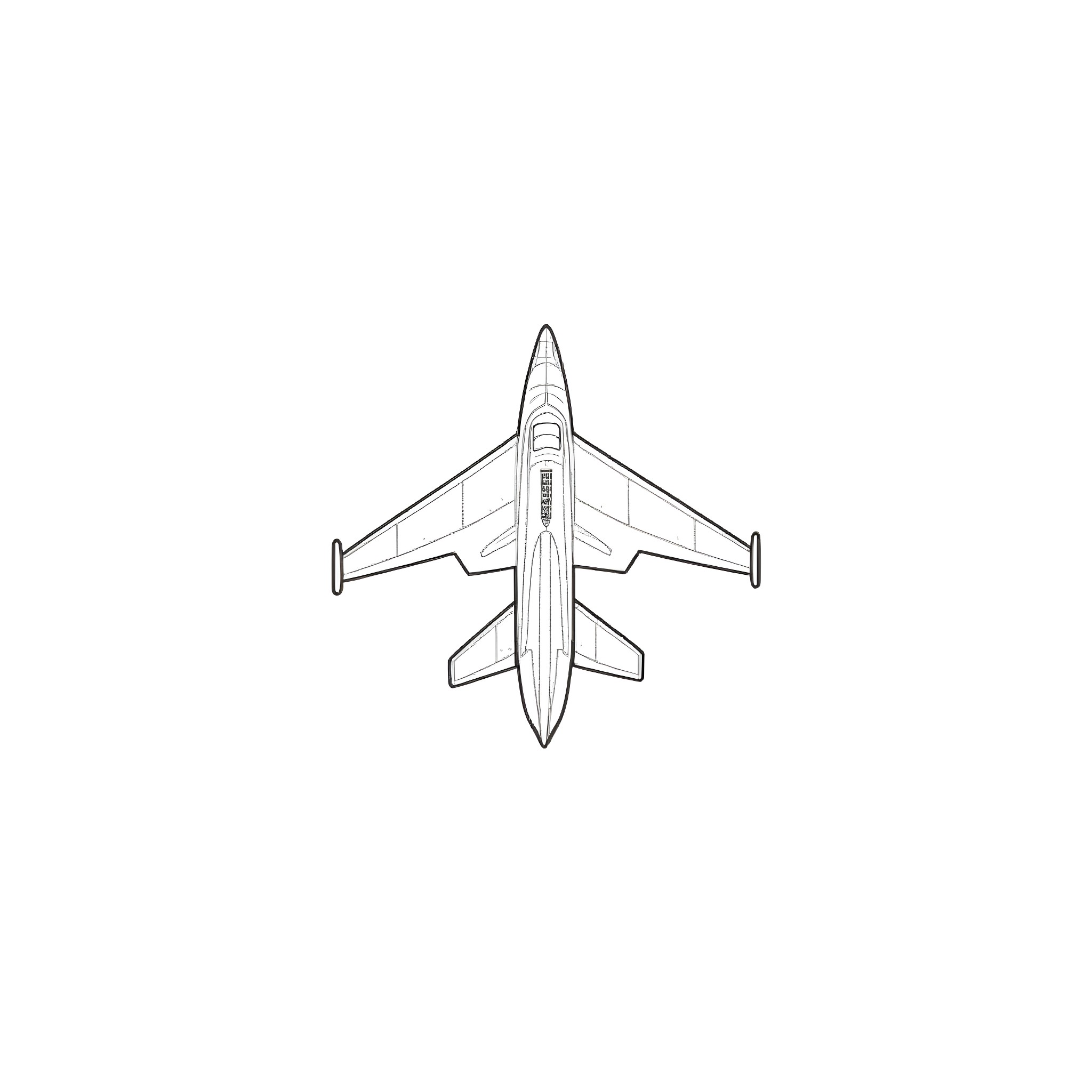 RAF Jet in Outline Coloring Page (free black-and-white line drawing printable PDF for all, from beginners to advanced learners, including children, teens, adults, and seniors)