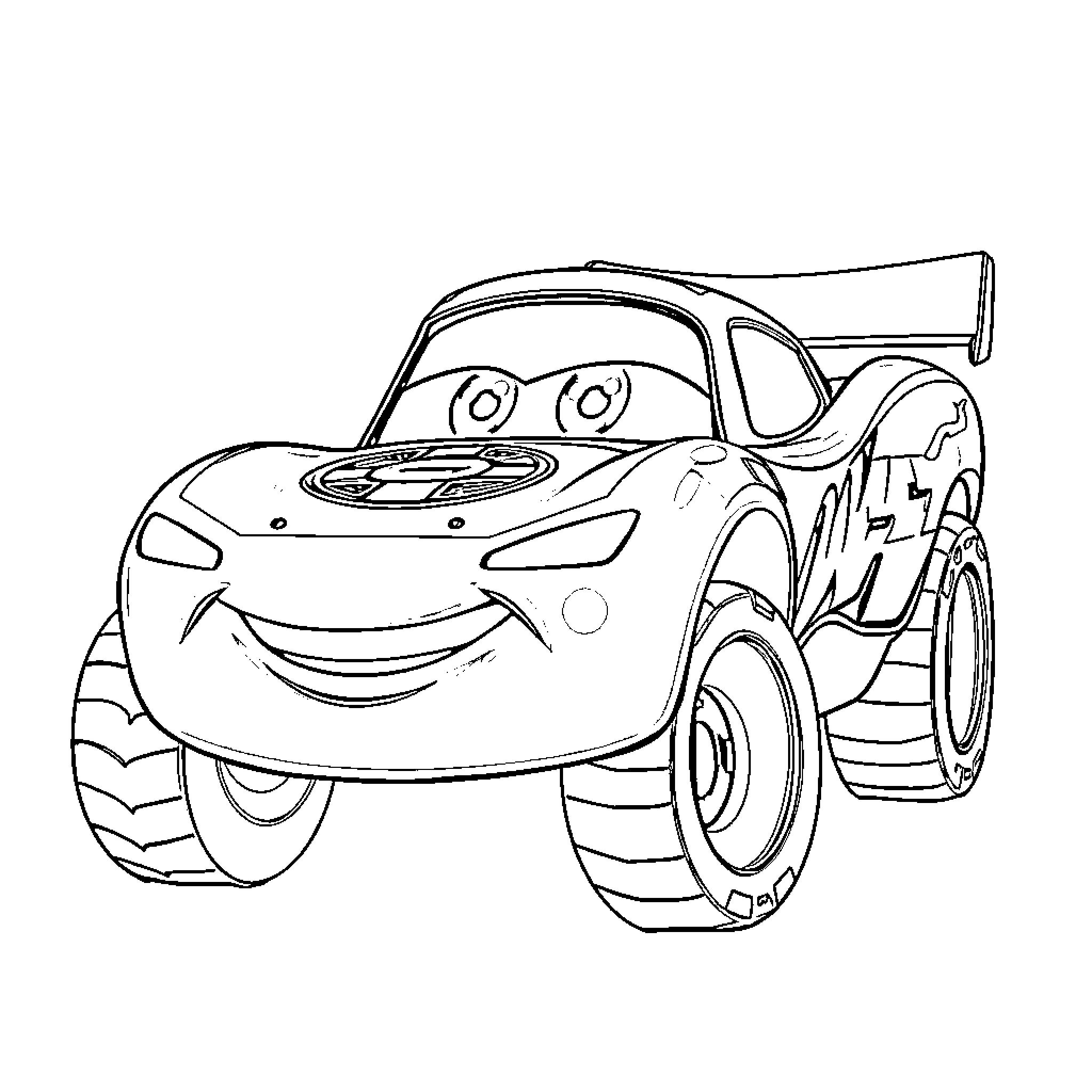 Lightning McQueen's Racing Adventure Coloring Page (free black-and-white line drawing printable PDF for all, from beginners to advanced learners, including children, teens, adults, and seniors)