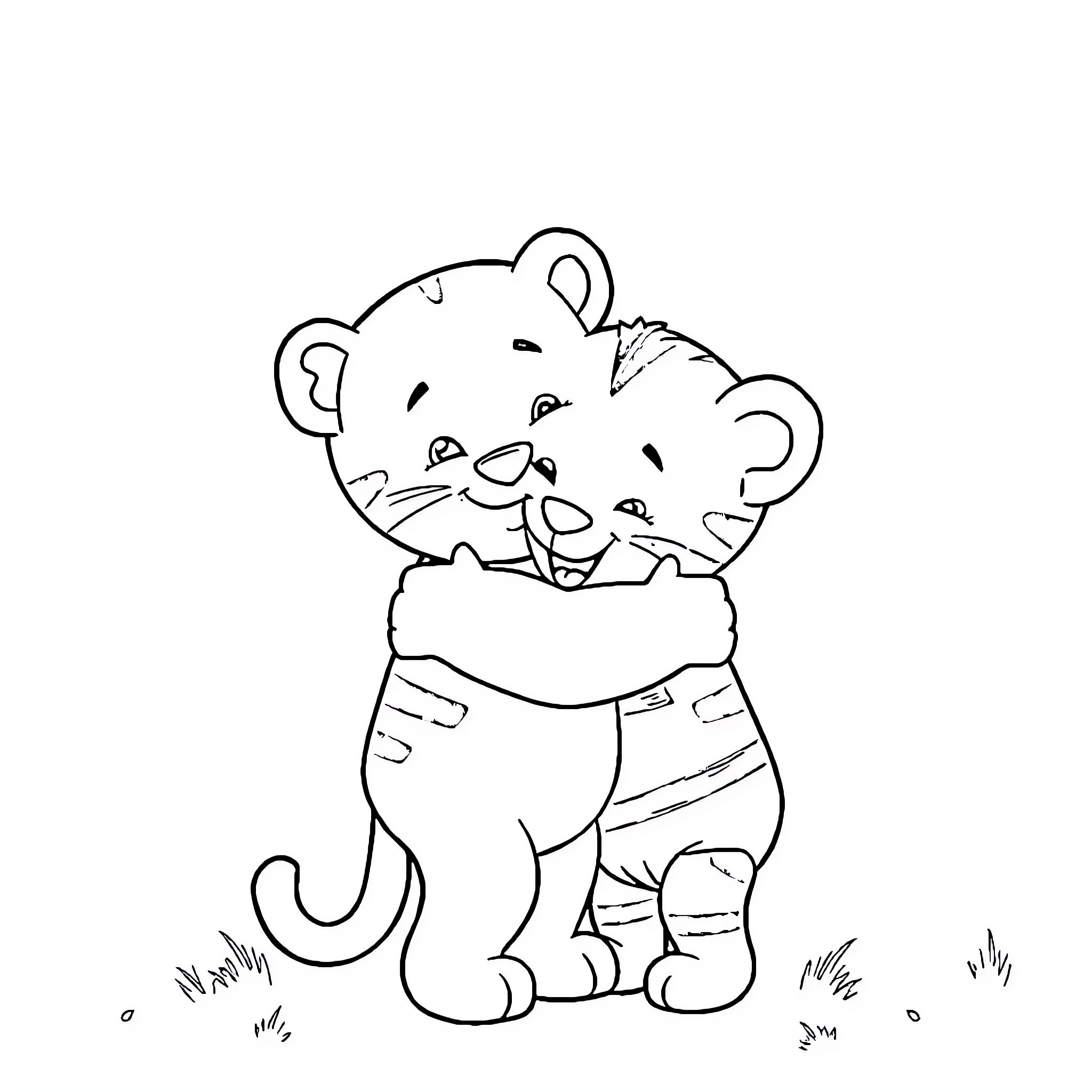 Bluey Bears Enjoying a Playful Moment Coloring Page (free black-and-white line drawing printable PDF for all, from beginners to advanced learners, including children, teens, adults, and seniors)