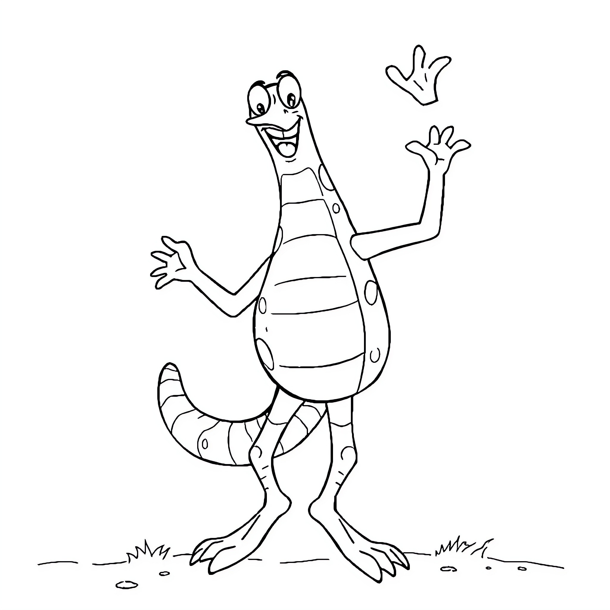 Sharpener Creature Energetically Expressing Itself Coloring Page (free black-and-white line drawing printable PDF for all, from beginners to advanced learners, including children, teens, adults, and seniors)