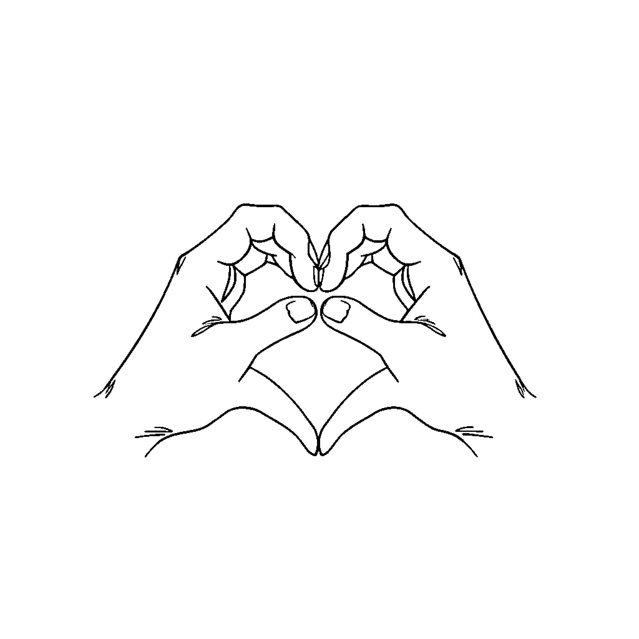 Heart-shaped hands forming spider web Coloring Page (free black-and-white line drawing printable PDF for all, from beginners to advanced learners, including children, teens, adults, and seniors)