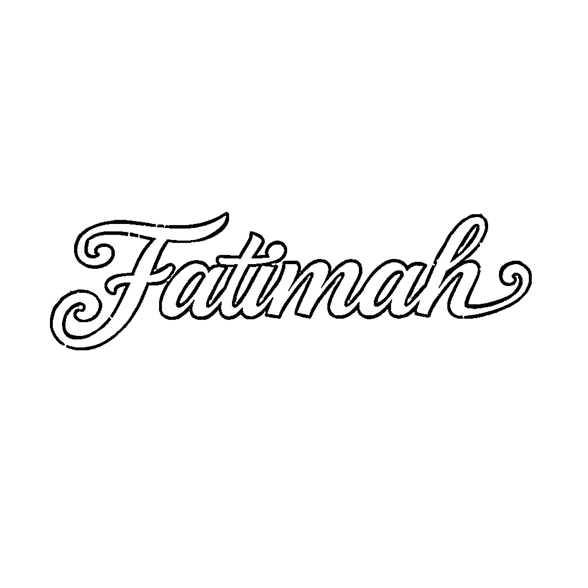 Fatimah's Elegant Handwritten Name Coloring Page (free black-and-white line drawing printable PDF for all, from beginners to advanced learners, including children, teens, adults, and seniors)