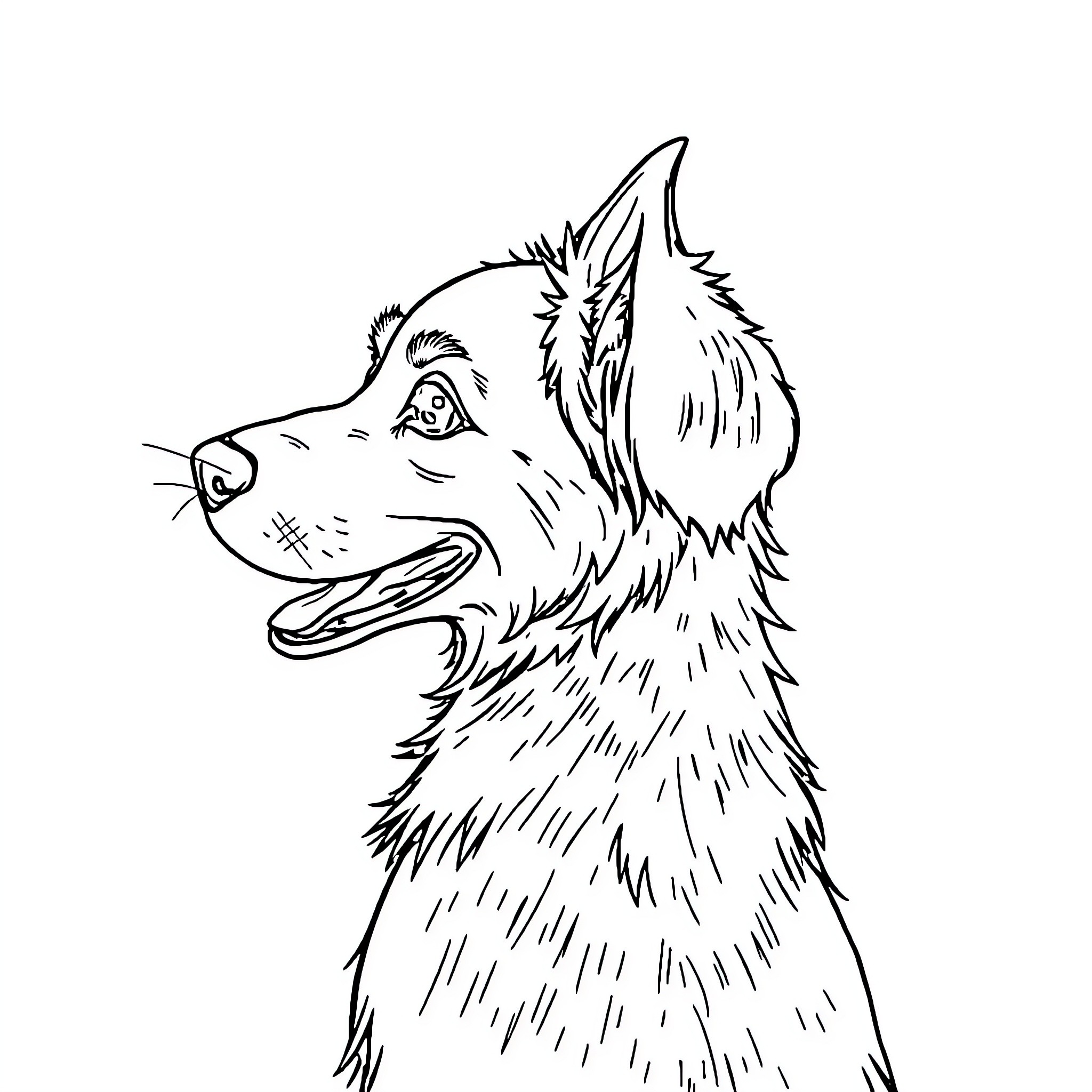 Dog with Expressive Face Coloring Page (free black-and-white line drawing printable PDF for all, from beginners to advanced learners, including children, teens, adults, and seniors)