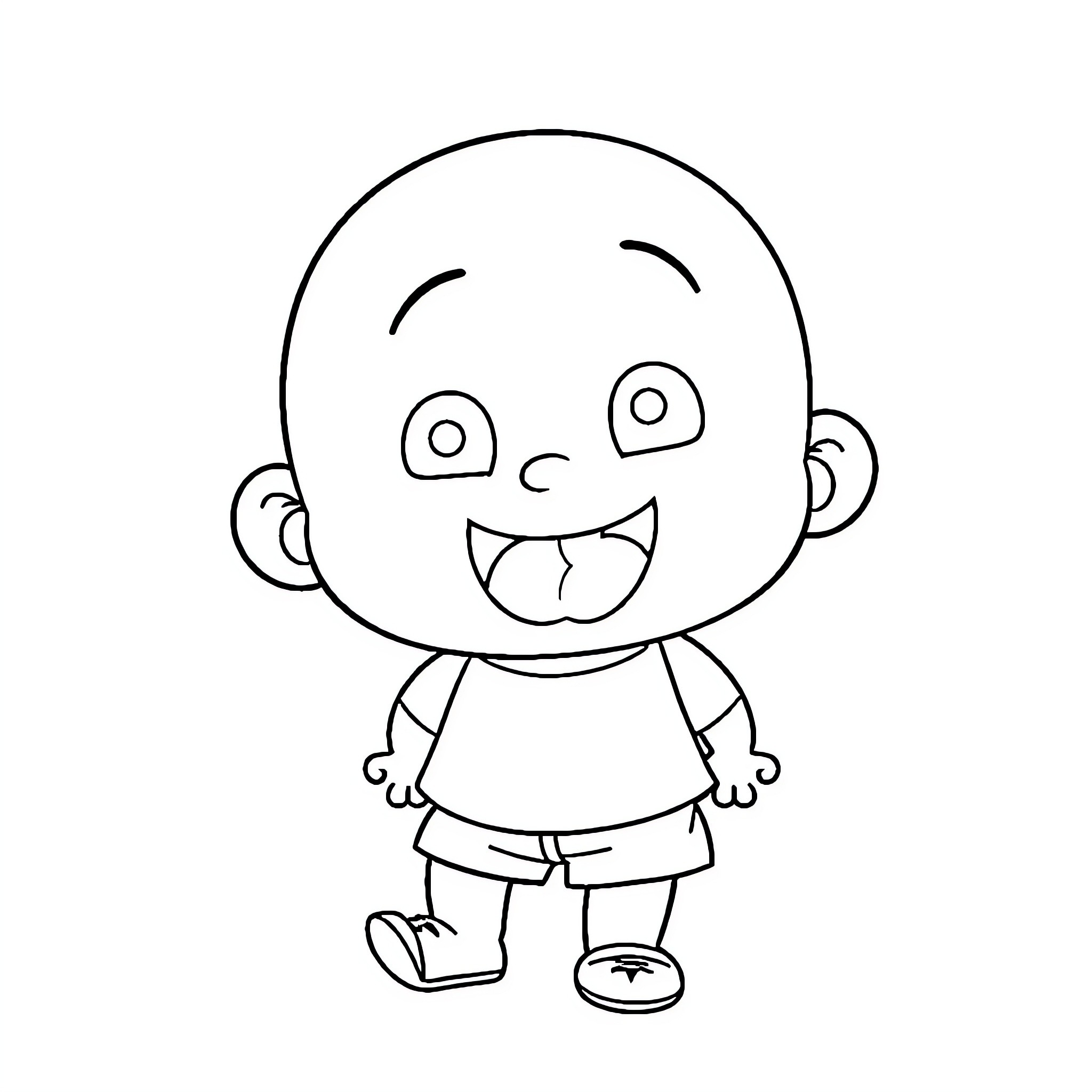 Shinchan's Cheerful Expression Coloring Page (free black-and-white line drawing printable PDF for all, from beginners to advanced learners, including children, teens, adults, and seniors)