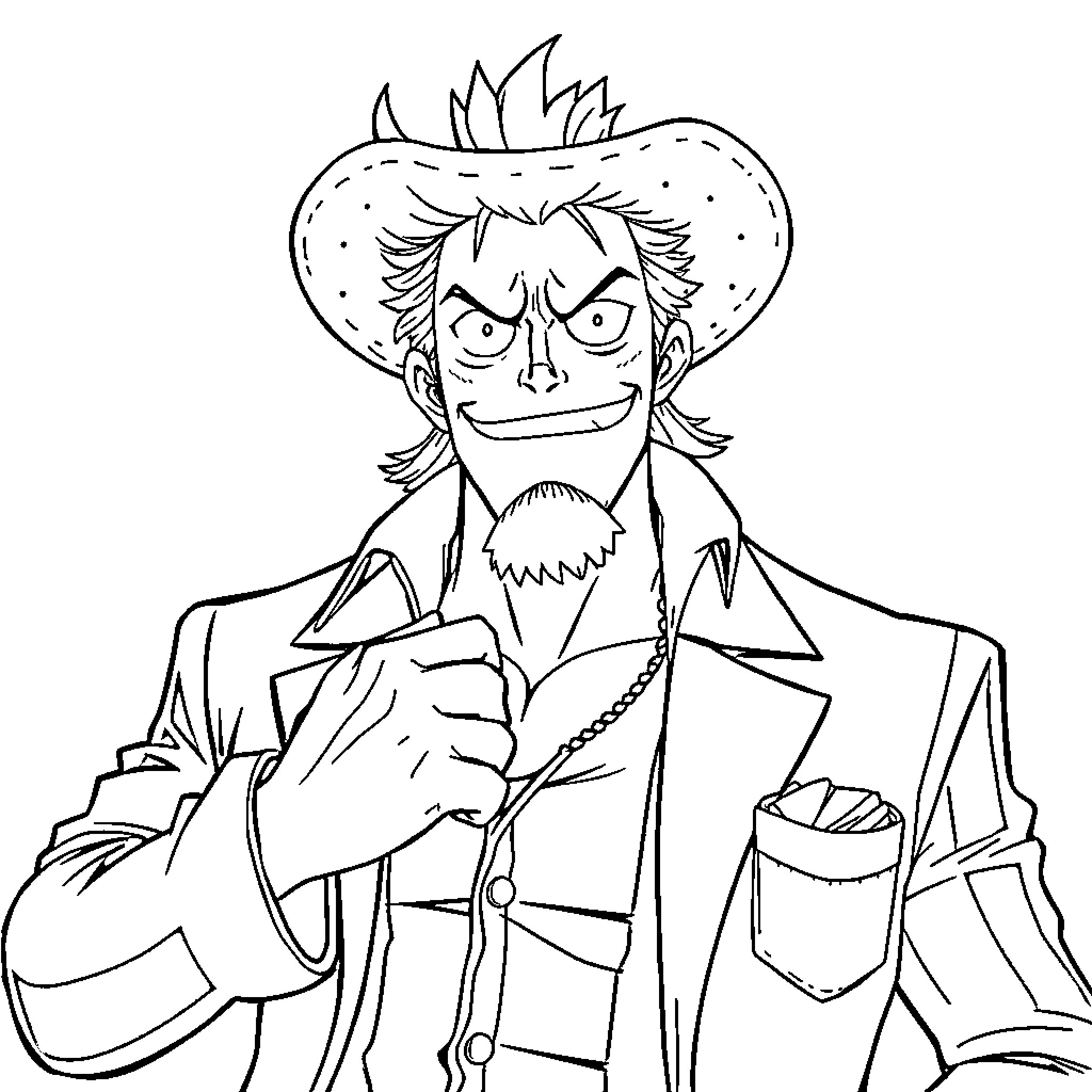 Marshall's Mischievous Expression in Formal Attire Coloring Page (free black-and-white line drawing printable PDF for all, from beginners to advanced learners, including children, teens, adults, and seniors)