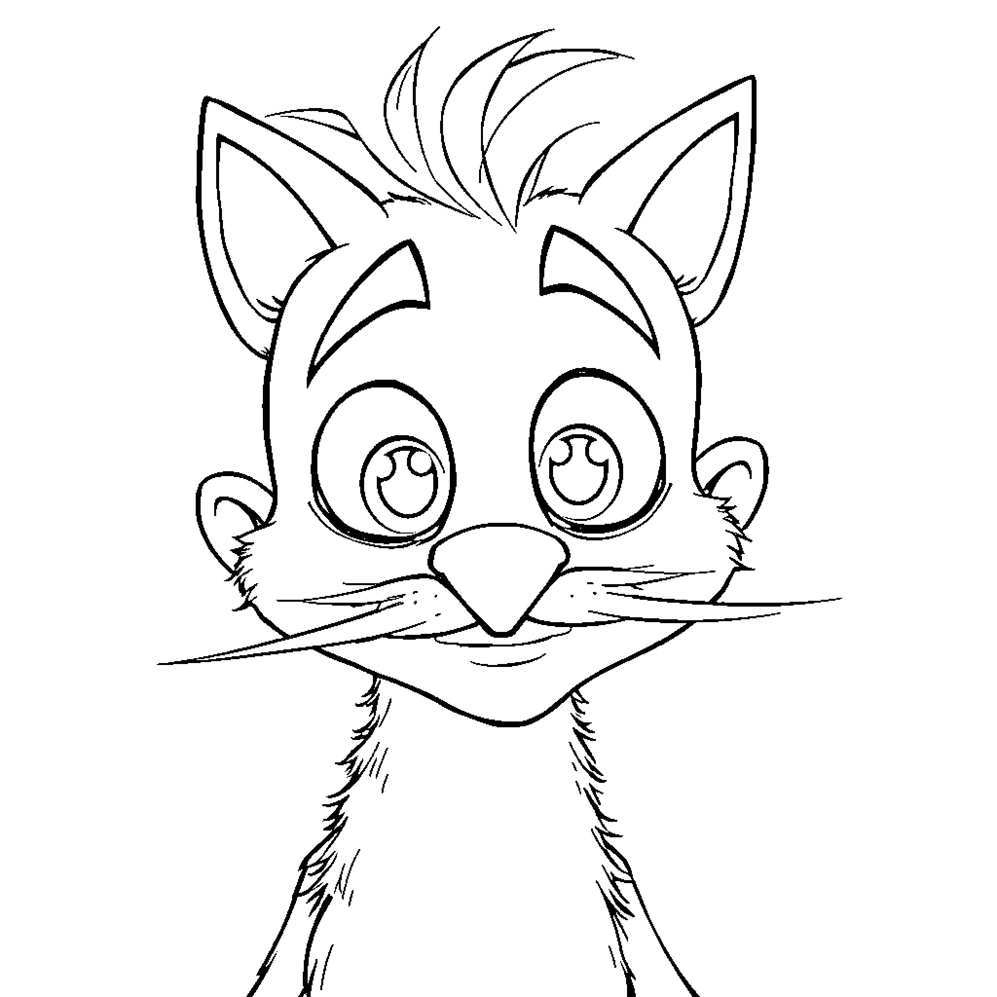 Anime Character making a funny face Coloring Page (free black-and-white line drawing printable PDF for all, from beginners to advanced learners, including children, teens, adults, and seniors)