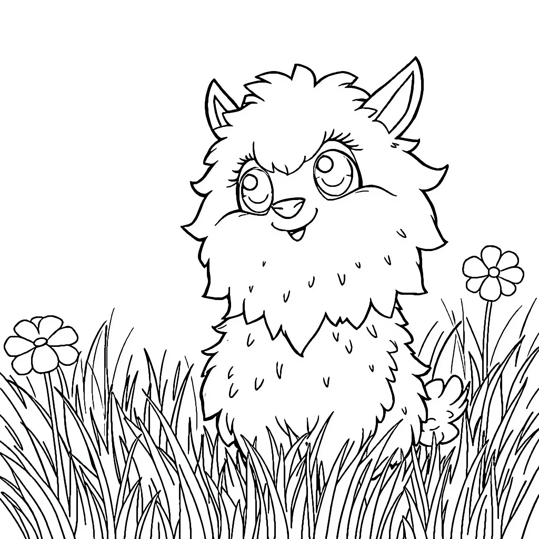 Clodsire playing happily in the meadow Coloring Page (free black-and-white line drawing printable PDF for all, from beginners to advanced learners, including children, teens, adults, and seniors)