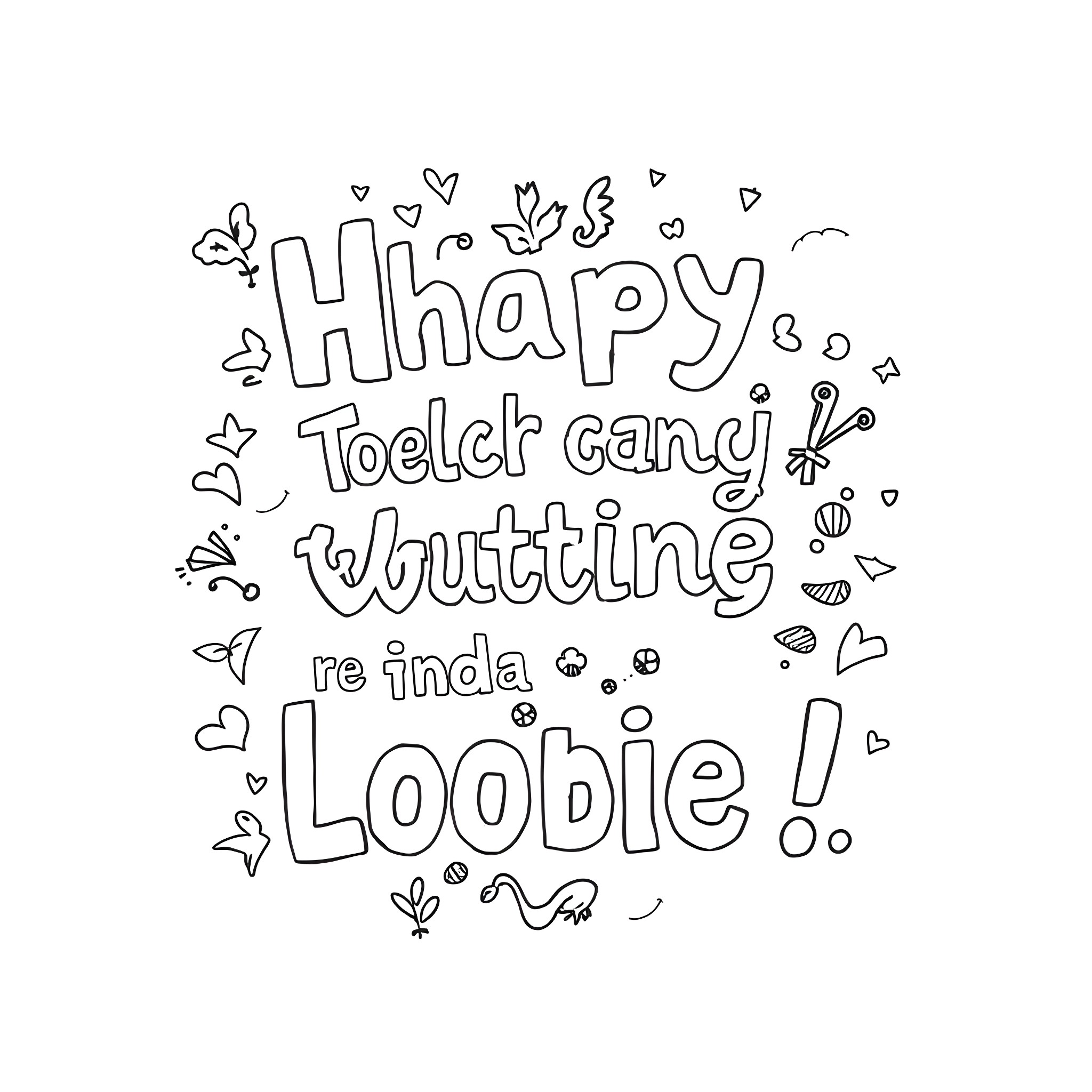 Quote Whimsical hand-drawn text and imagery Coloring Page (free black-and-white line drawing printable PDF for all, from beginners to advanced learners, including children, teens, adults, and seniors)