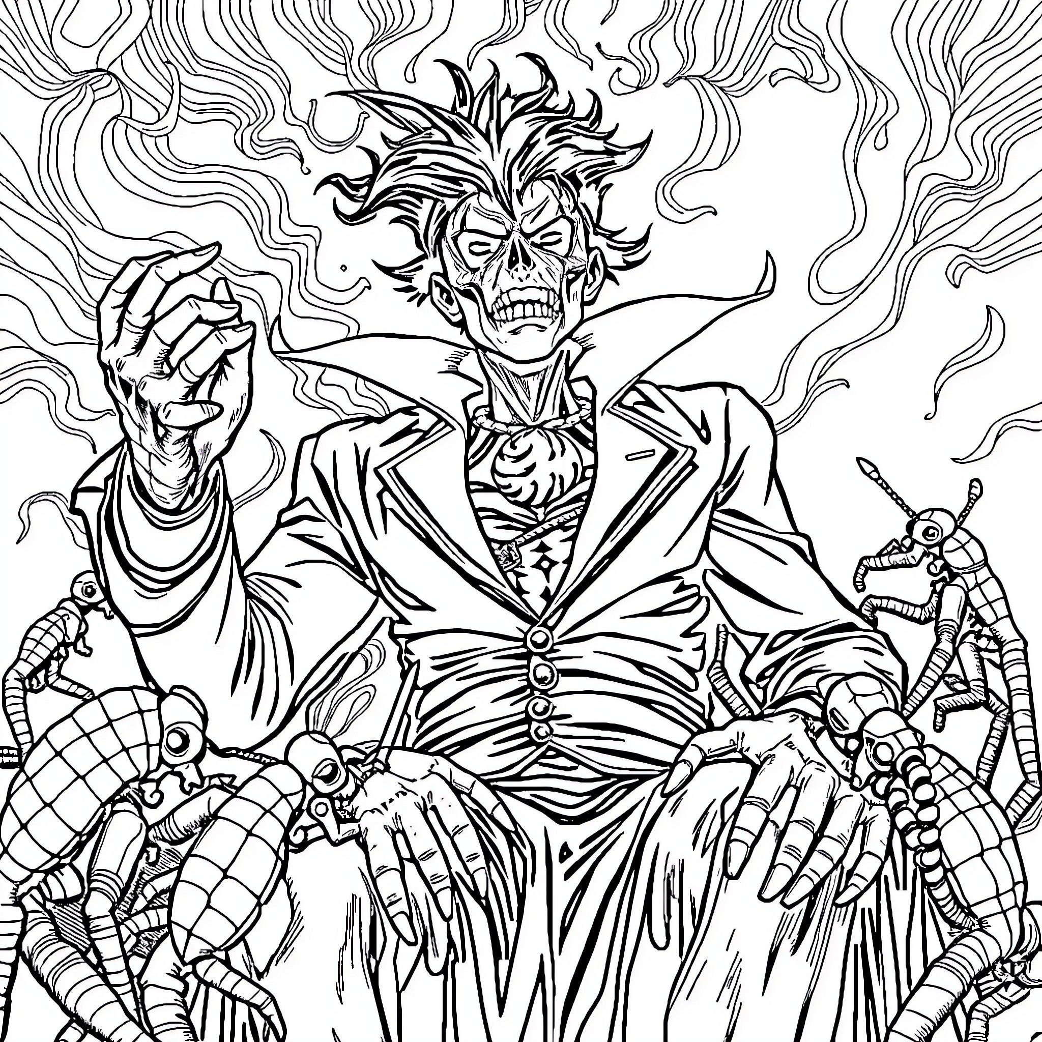 Mister Incredible's Monstrous Transformation Coloring Page (free black-and-white line drawing printable PDF for all, from beginners to advanced learners, including children, teens, adults, and seniors)