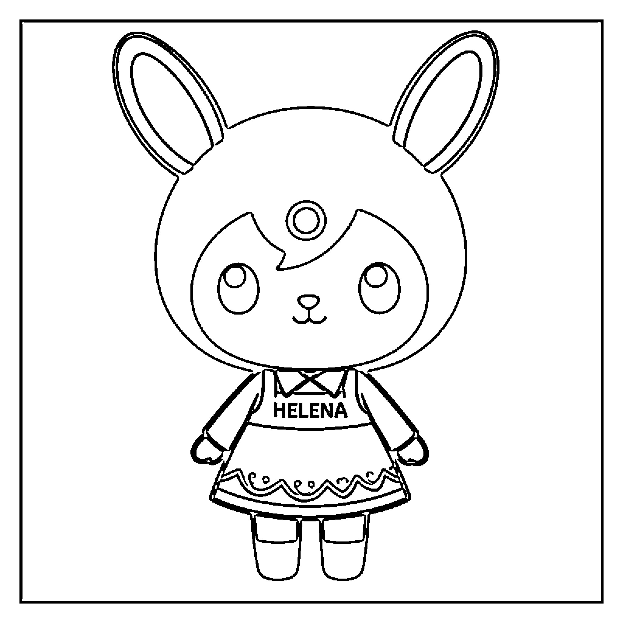Kuromi character in stylized outfit Coloring Page (free black-and-white line drawing printable PDF for all, from beginners to advanced learners, including children, teens, adults, and seniors)