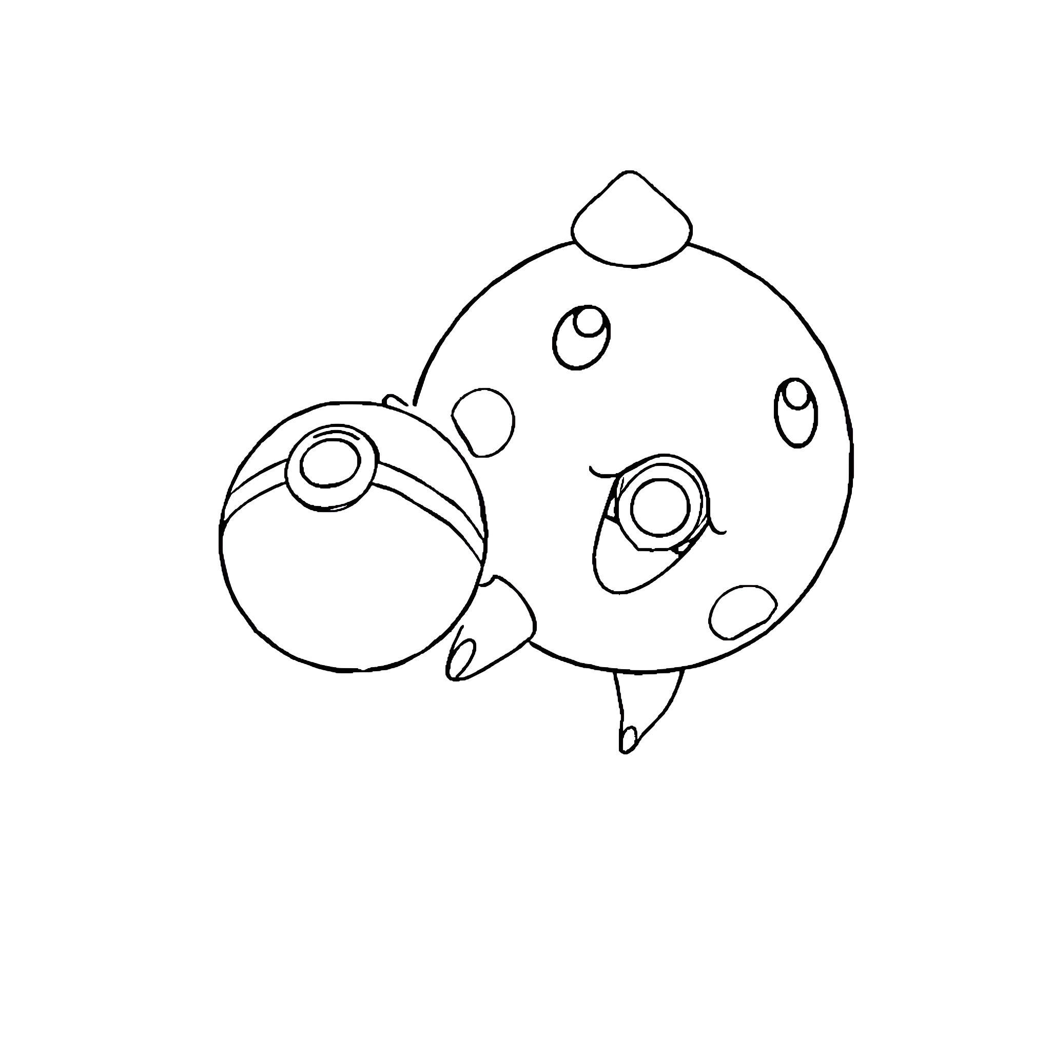 Drifloon floating playfully Coloring Page (free black-and-white line drawing printable PDF for all, from beginners to advanced learners, including children, teens, adults, and seniors)