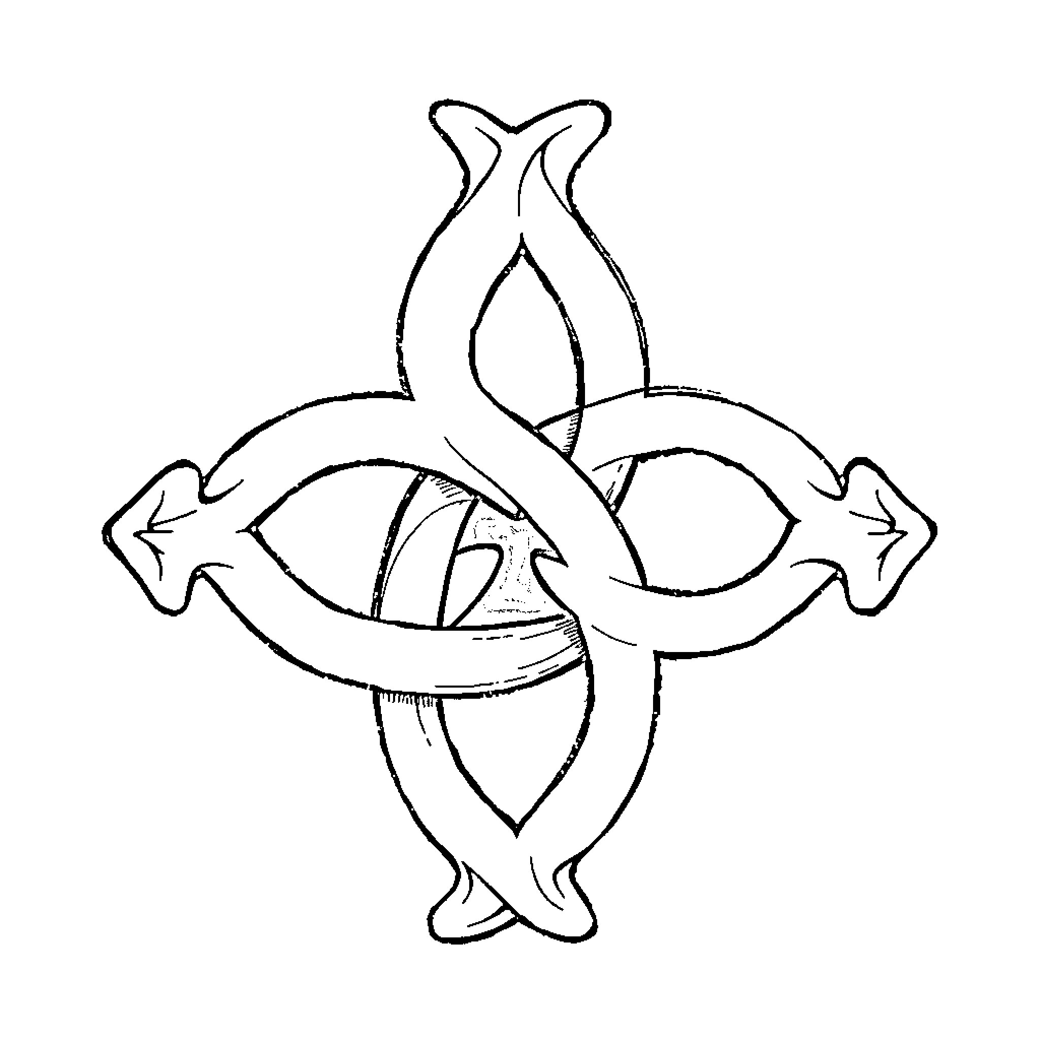 Triskel of intertwined arrows Coloring Page (free black-and-white line drawing printable PDF for all, from beginners to advanced learners, including children, teens, adults, and seniors)