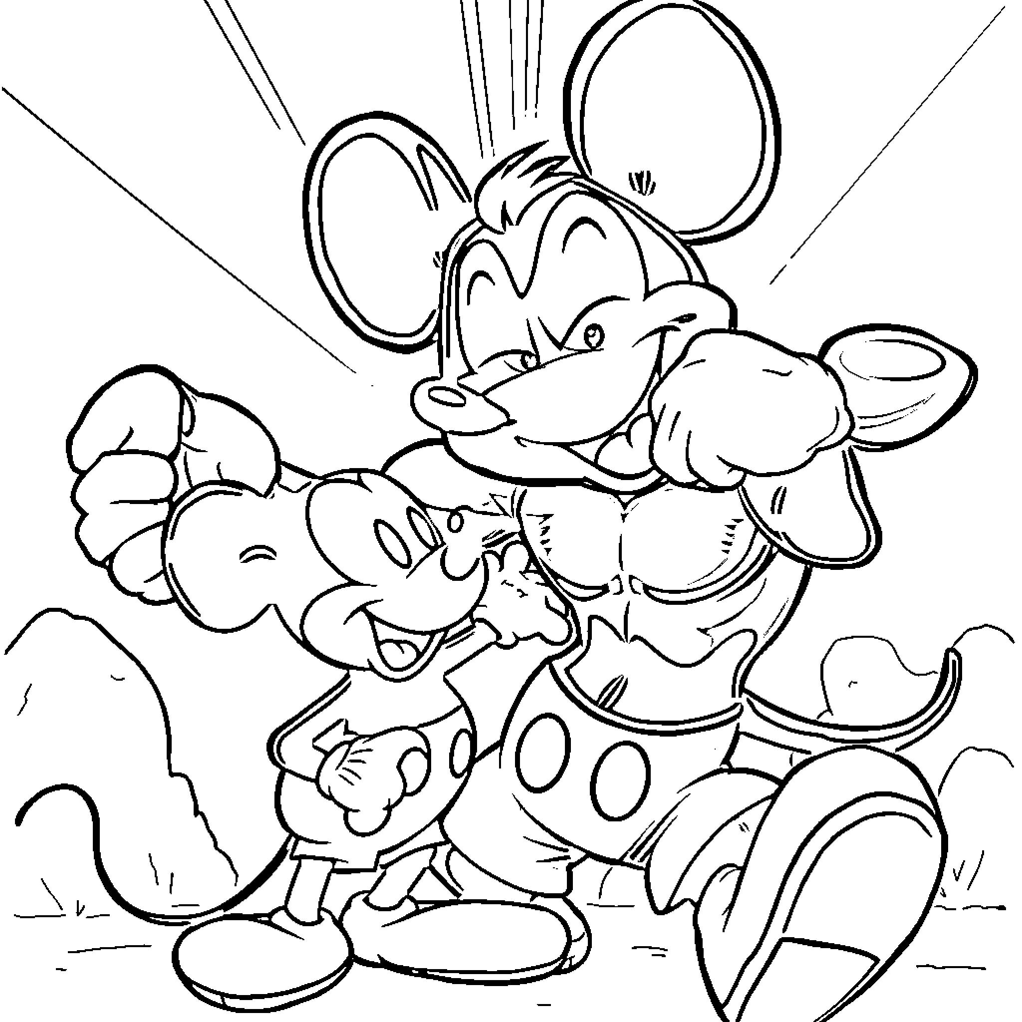 Mouse characters in animated style Coloring Page (free black-and-white line drawing printable PDF for all, from beginners to advanced learners, including children, teens, adults, and seniors)