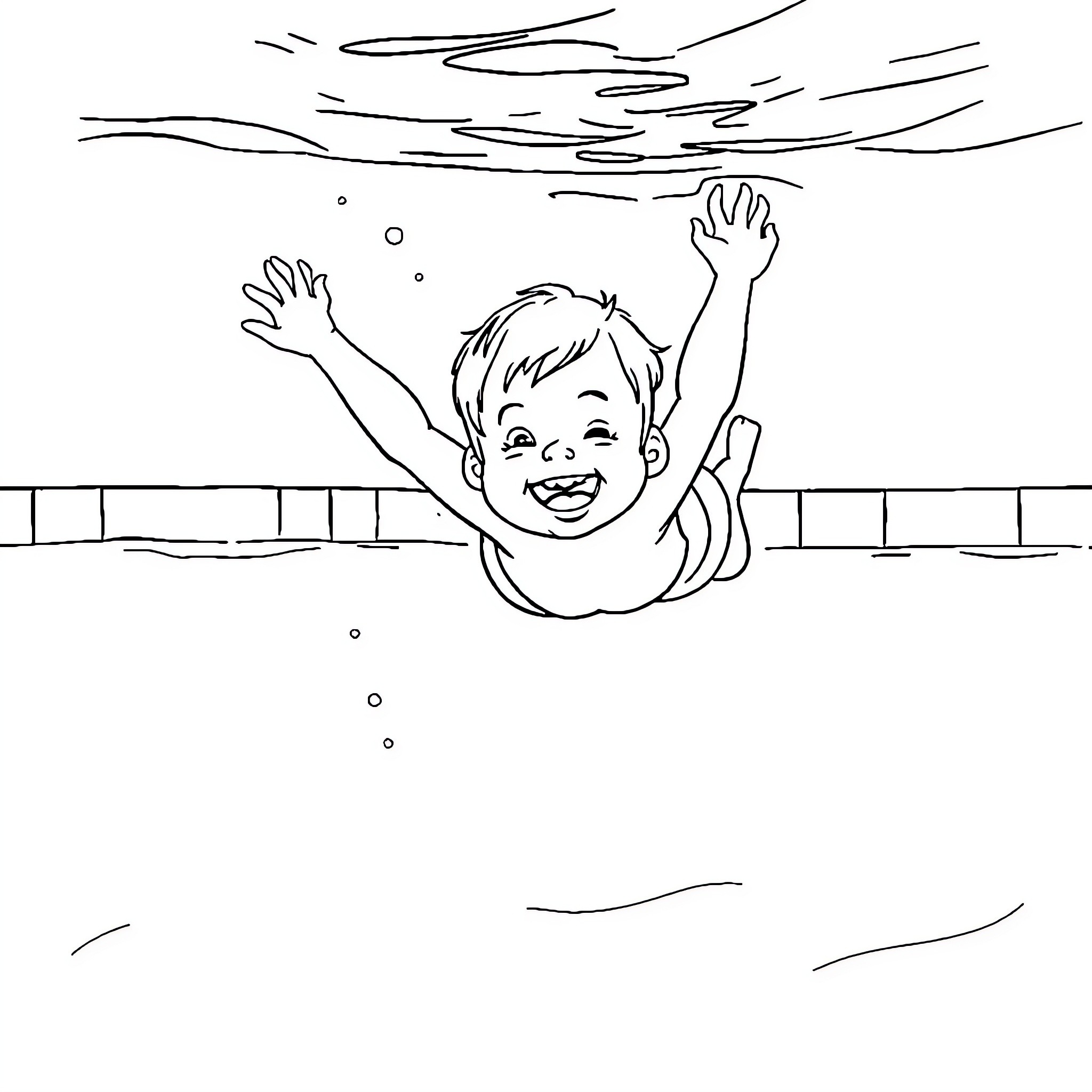 Fish Playing Joyfully in the Water Coloring Page (free black-and-white line drawing printable PDF for all, from beginners to advanced learners, including children, teens, adults, and seniors)