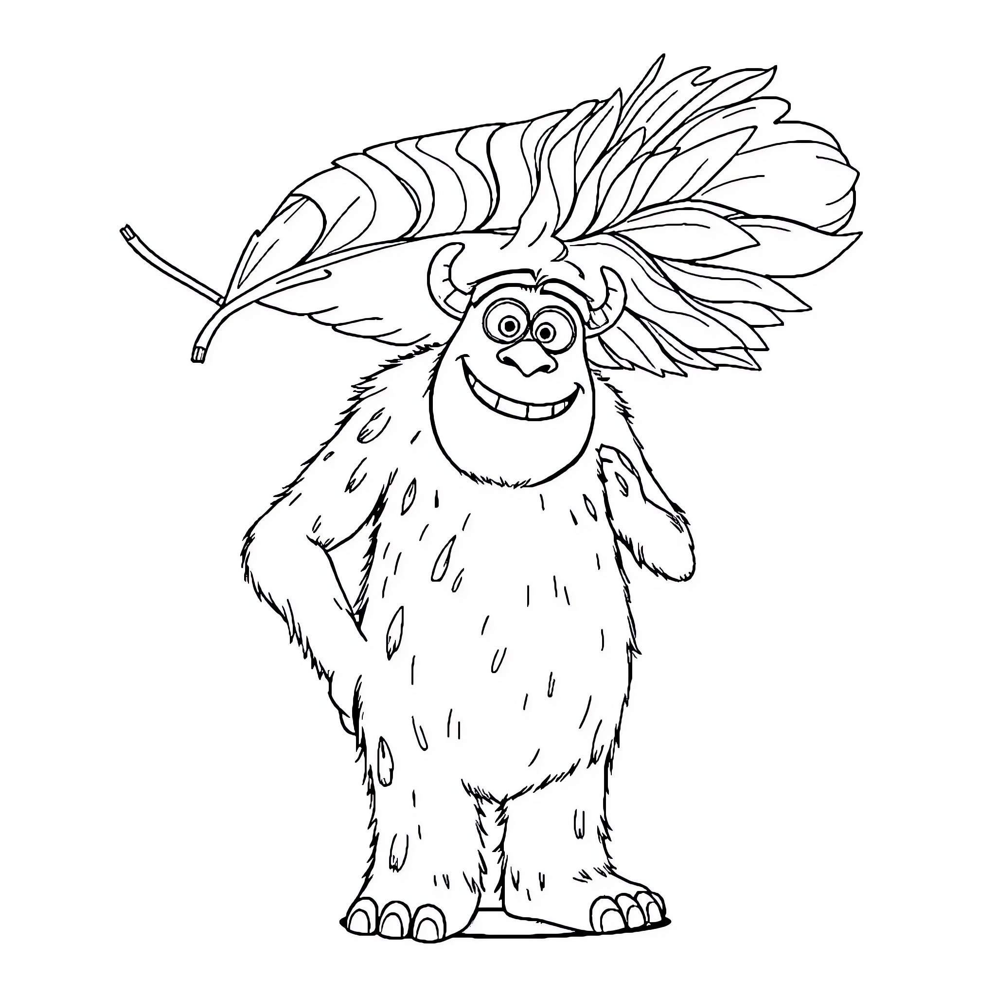 Sully the Lovable Furry Monster Coloring Page (free black-and-white line drawing printable PDF for all, from beginners to advanced learners, including children, teens, adults, and seniors)