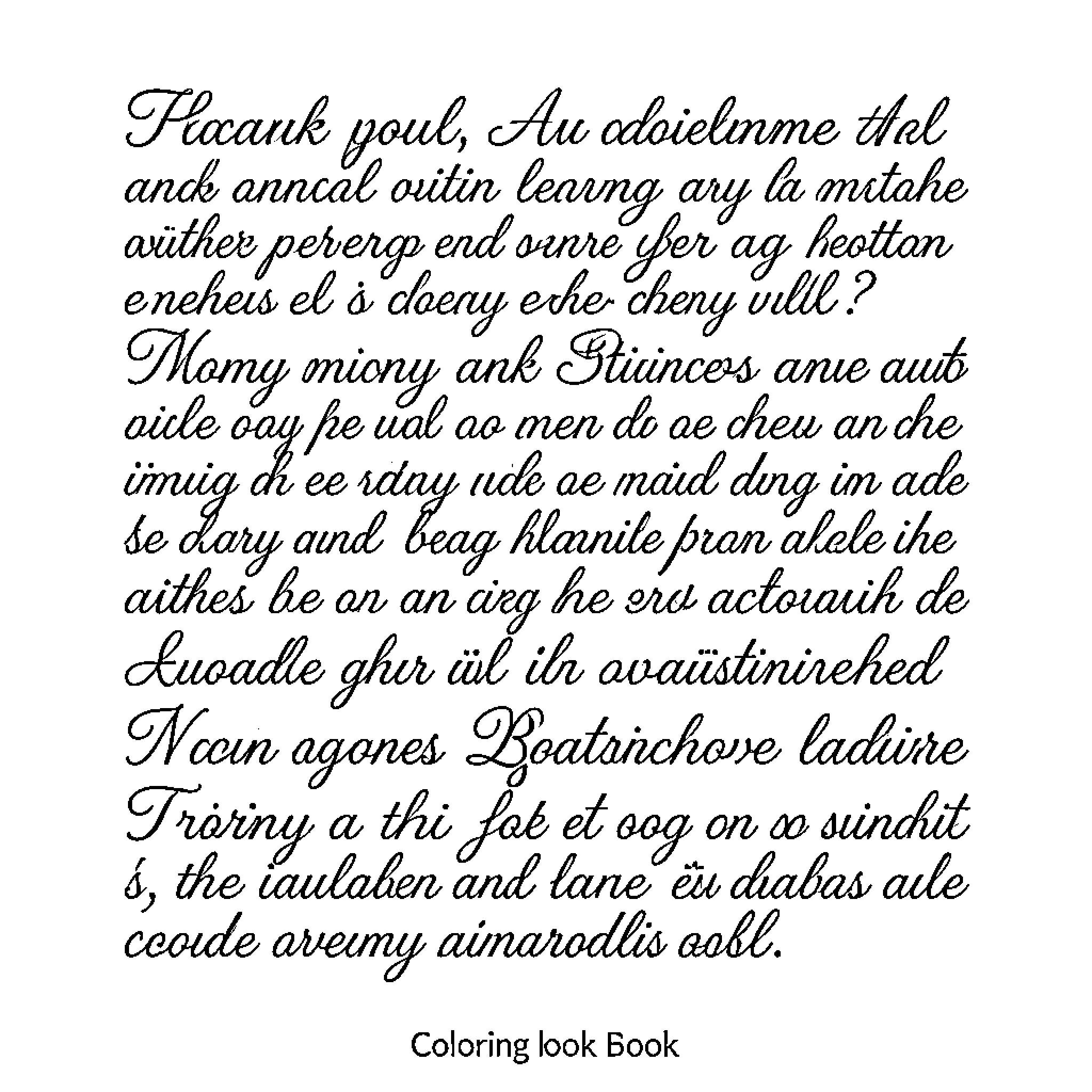 Cursive Writing displayed on a blank white page Coloring Page (free black-and-white line drawing printable PDF for all, from beginners to advanced learners, including children, teens, adults, and seniors)