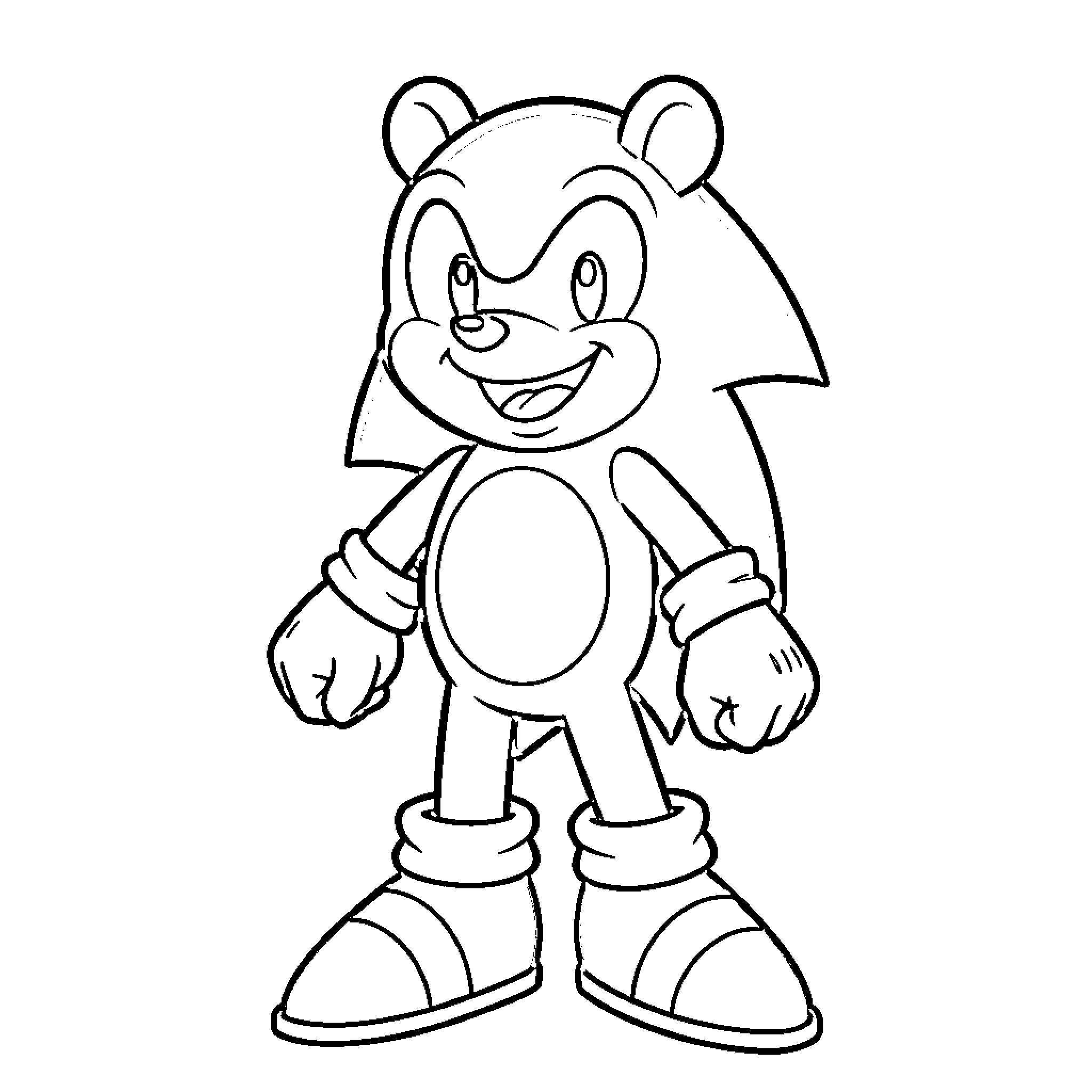 Winnie The Pooh Smiling Cartoon Character Coloring Page (free black-and-white line drawing printable PDF for all, from beginners to advanced learners, including children, teens, adults, and seniors)