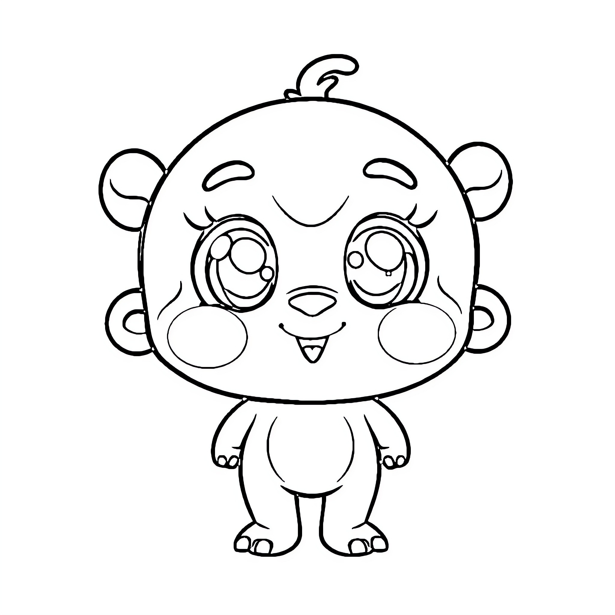 Labubu's Cute and Cheerful Expression Coloring Page (free black-and-white line drawing printable PDF for all, from beginners to advanced learners, including children, teens, adults, and seniors)