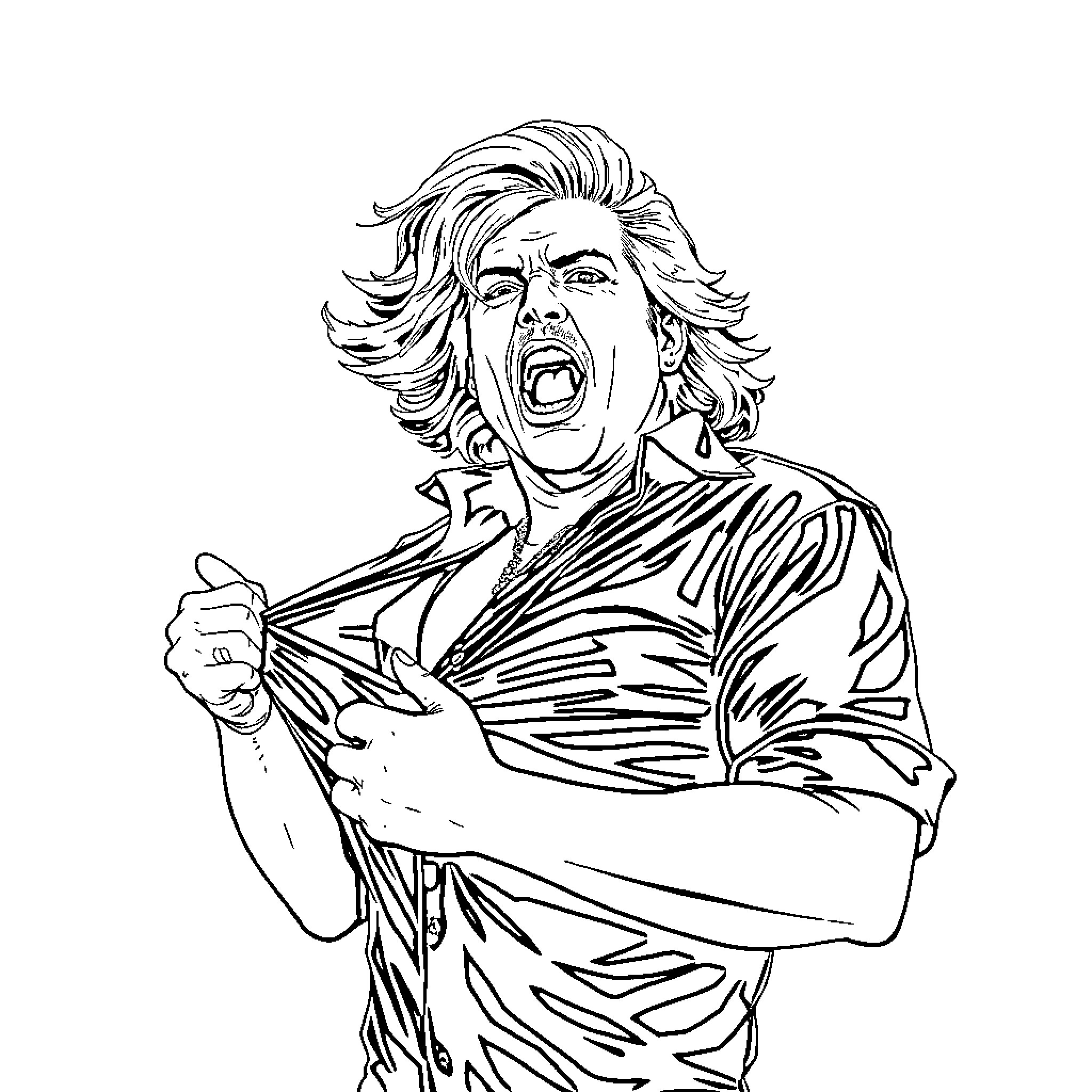 Glenn Danzig performing with intense expression Coloring Page (free black-and-white line drawing printable PDF for all, from beginners to advanced learners, including children, teens, adults, and seniors)